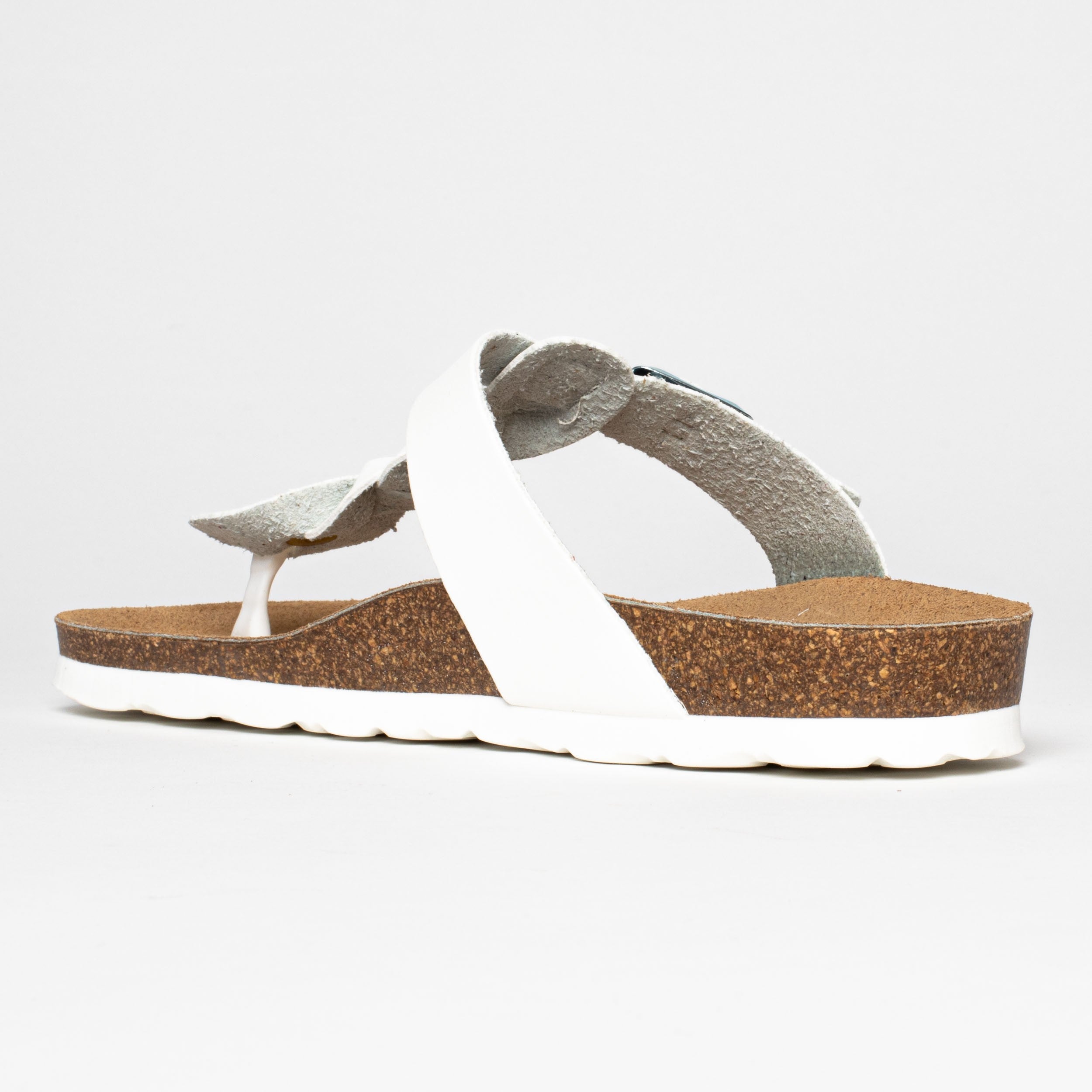 Huelva White Toe-Thong Sandals