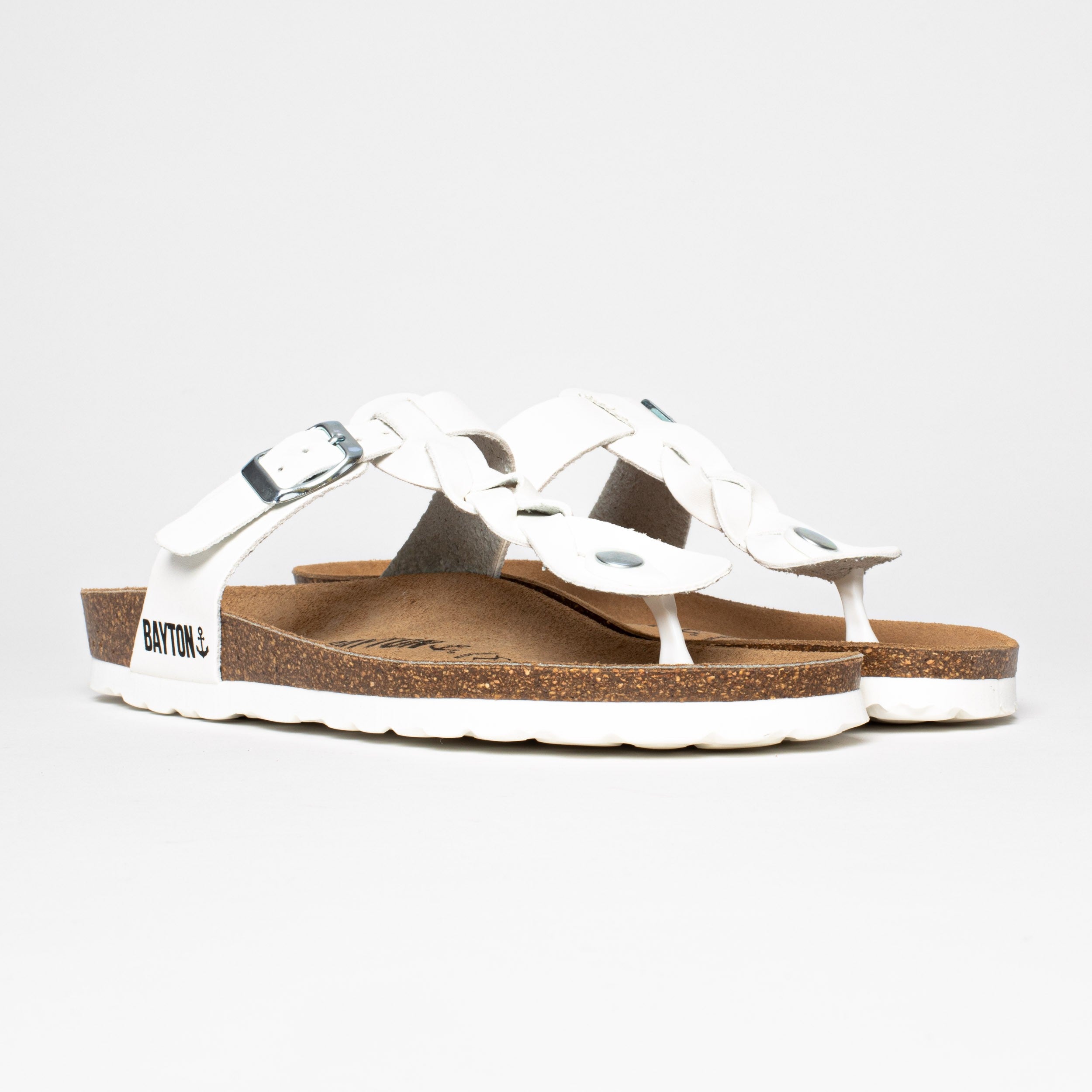 Huelva White Toe-Thong Sandals