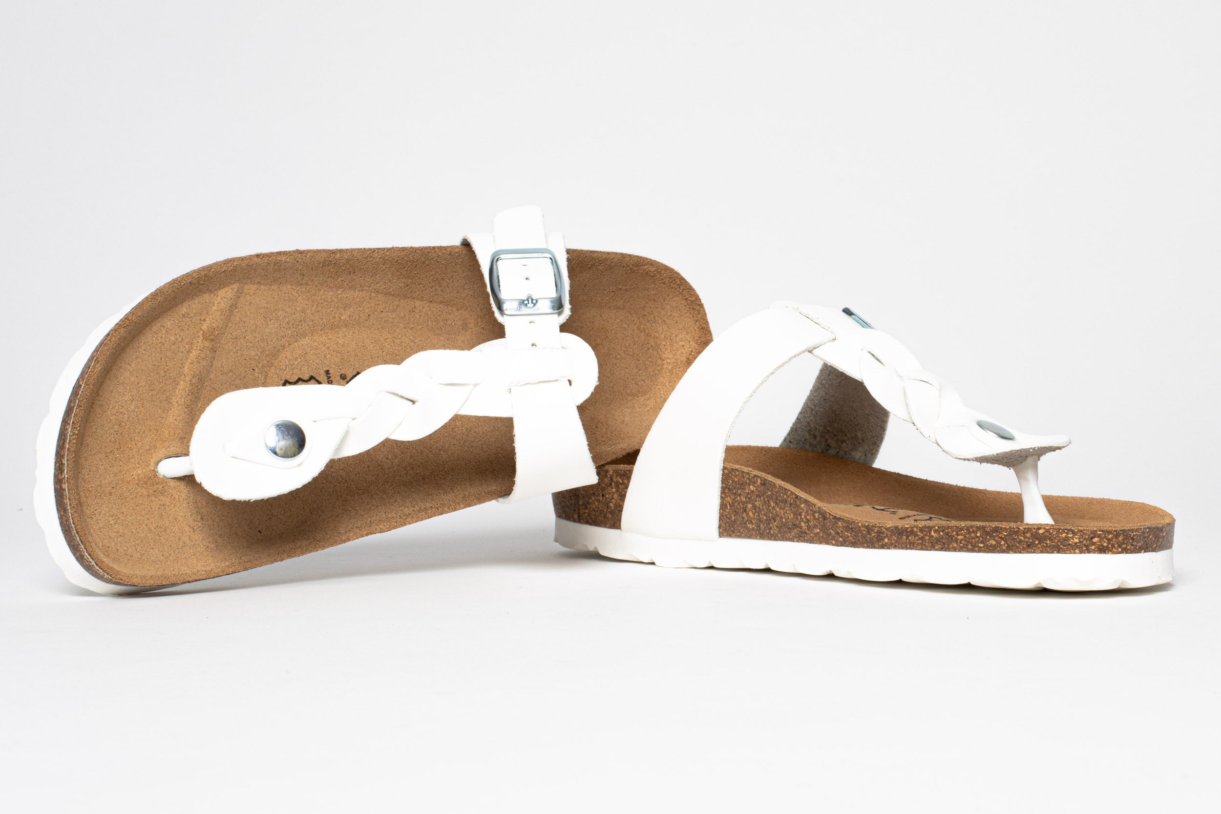 Huelva White Toe-Thong Sandals