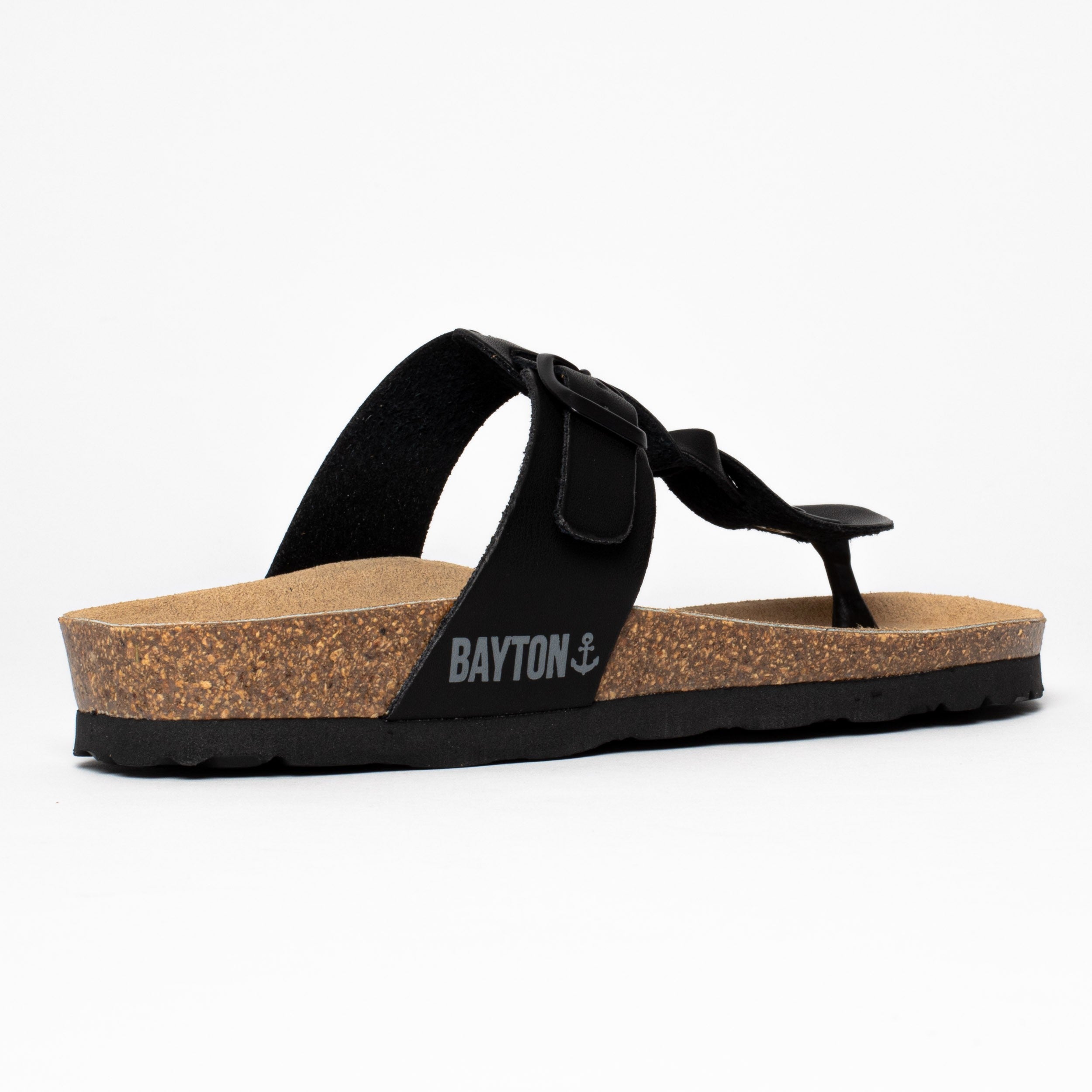 Huelva Black Toe-Thong Sandals