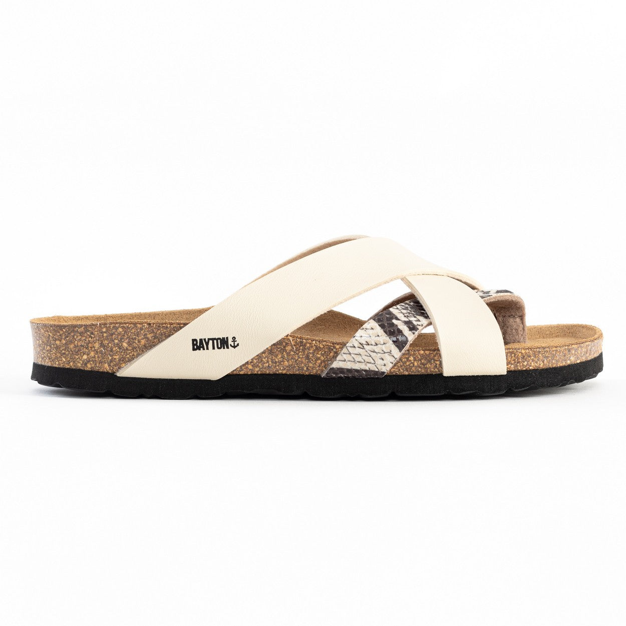 Alava Beige and Python Multi-Strap Toe-Thong Sandals