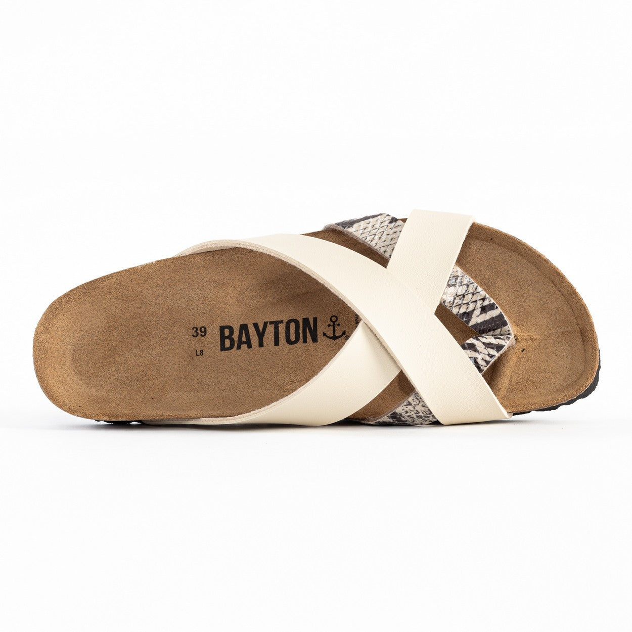 Alava Beige and Python Multi-Strap Toe-Thong Sandals