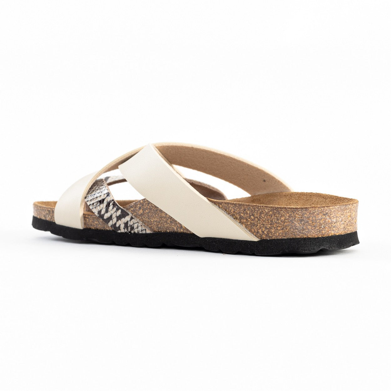 Alava Beige and Python Multi-Strap Toe-Thong Sandals