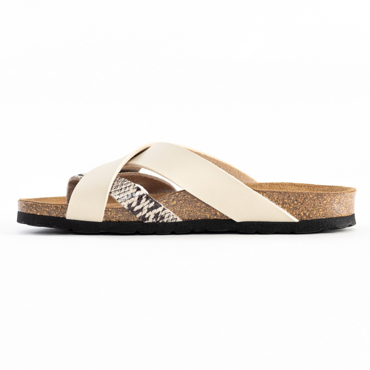 Alava Beige and Python Multi-Strap Toe-Thong Sandals