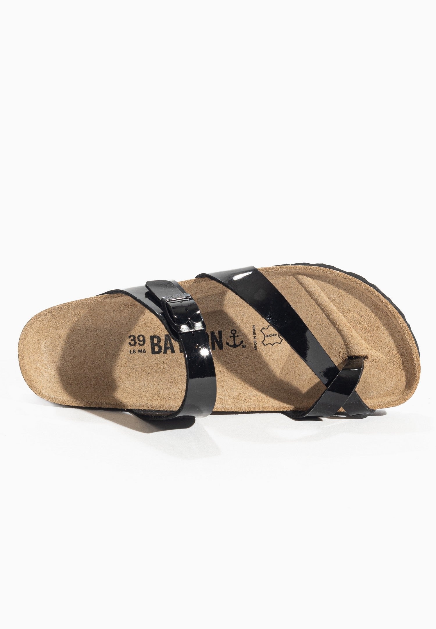 Antigone Black Toe-Strap Sandals