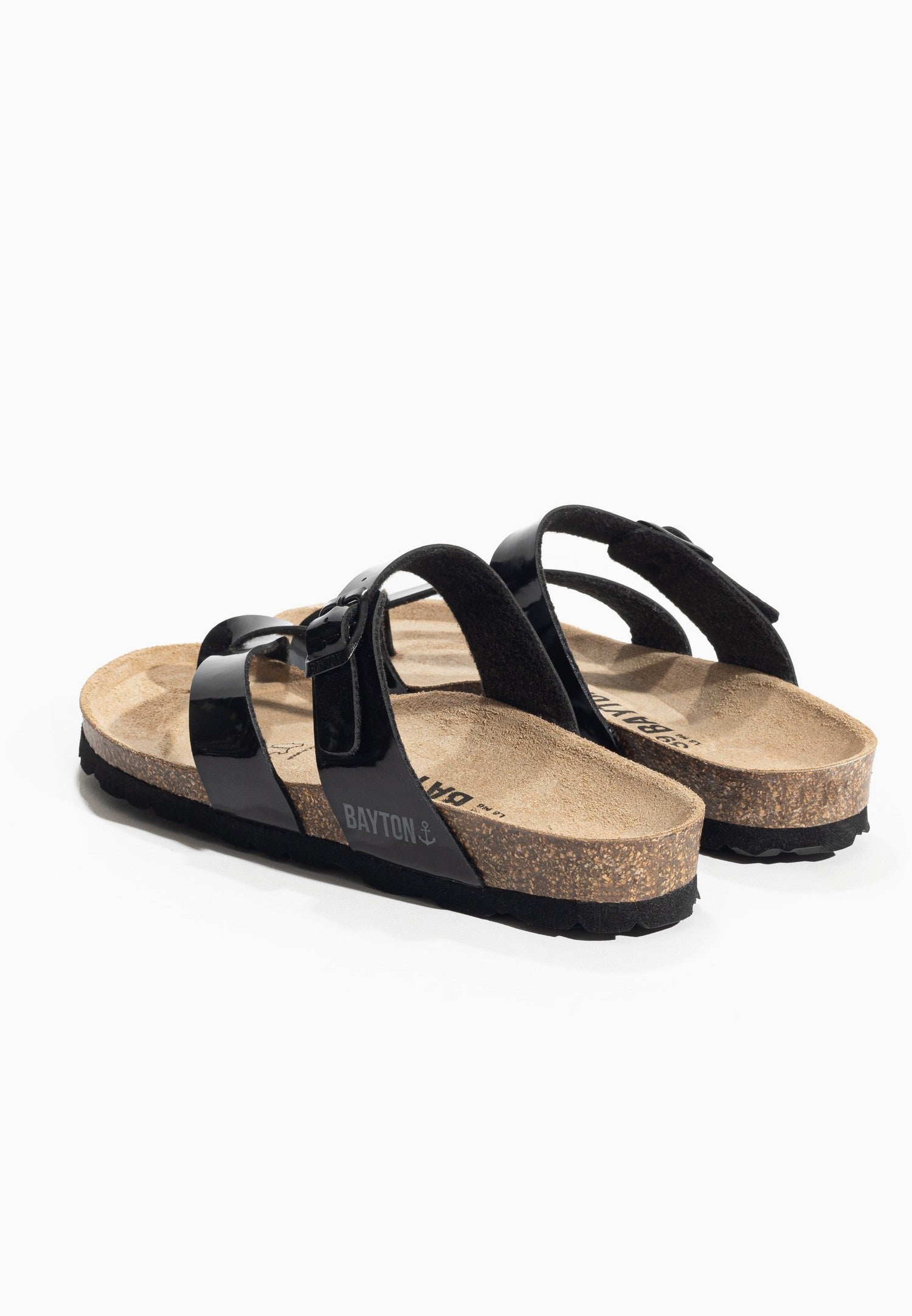 Antigone Black Toe-Strap Sandals