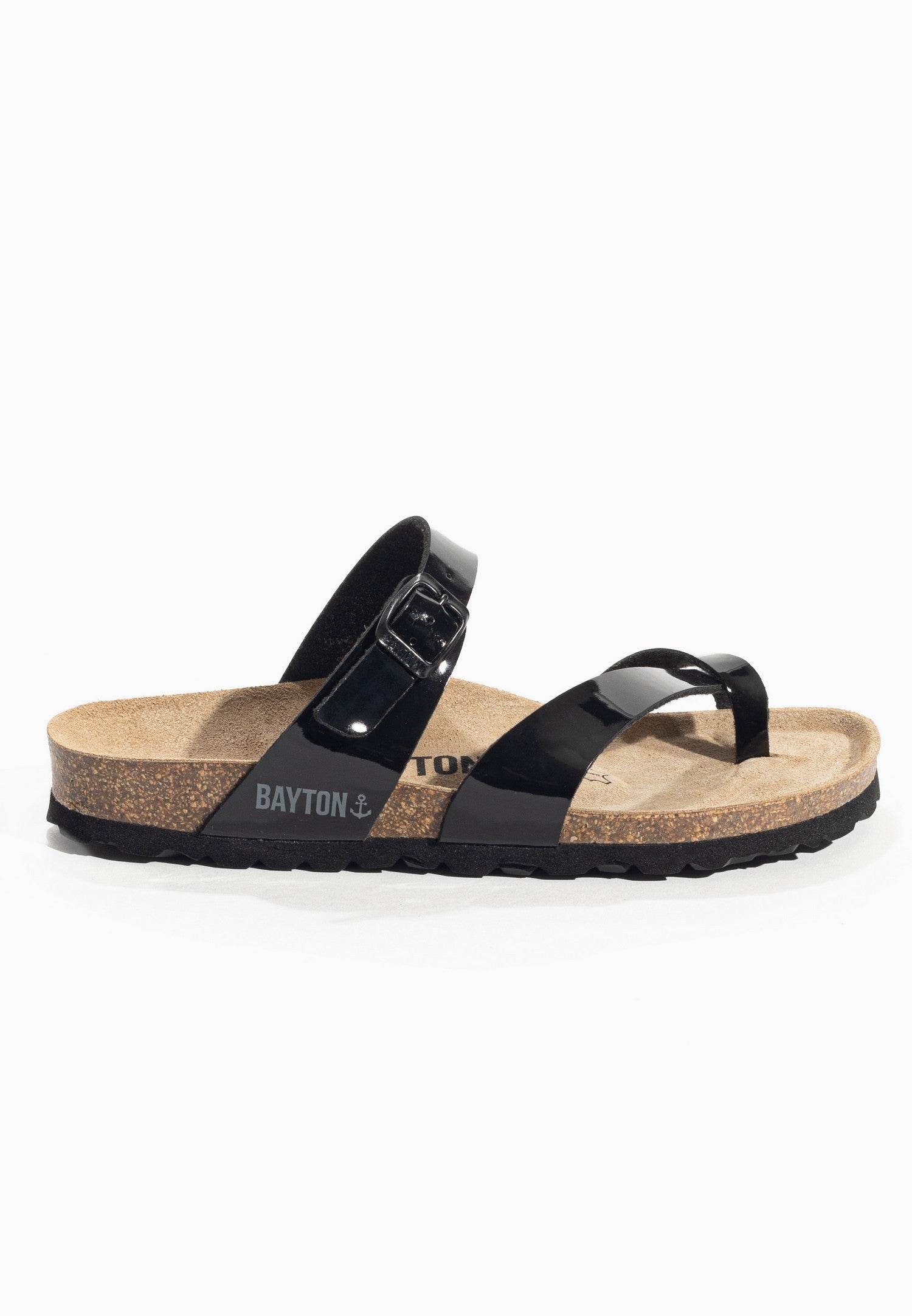 Antigone Black Toe-Strap Sandals