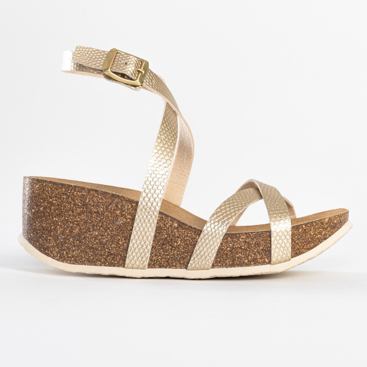 Asteria Light Gold Wedge and Semi-Wedge Sandals