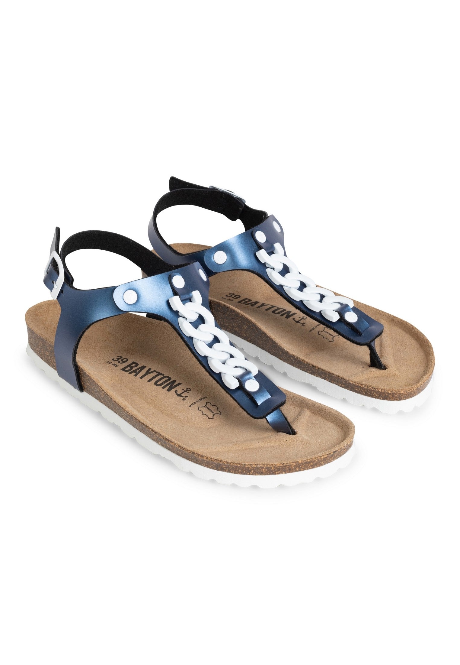 Astrid Navy Blue Toe-Strap Sandals