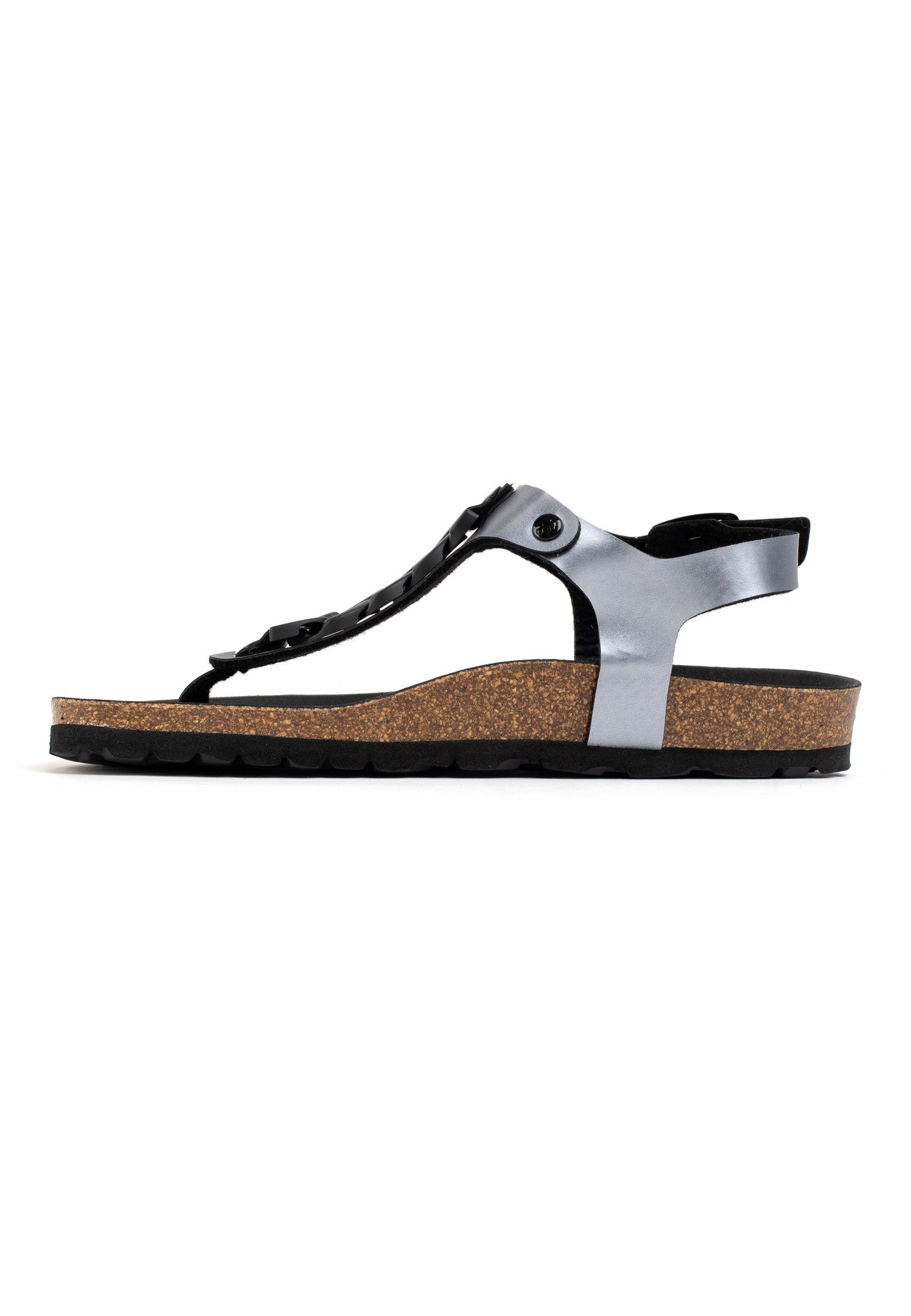 Astrid Pewter Toe-Strap Sandals