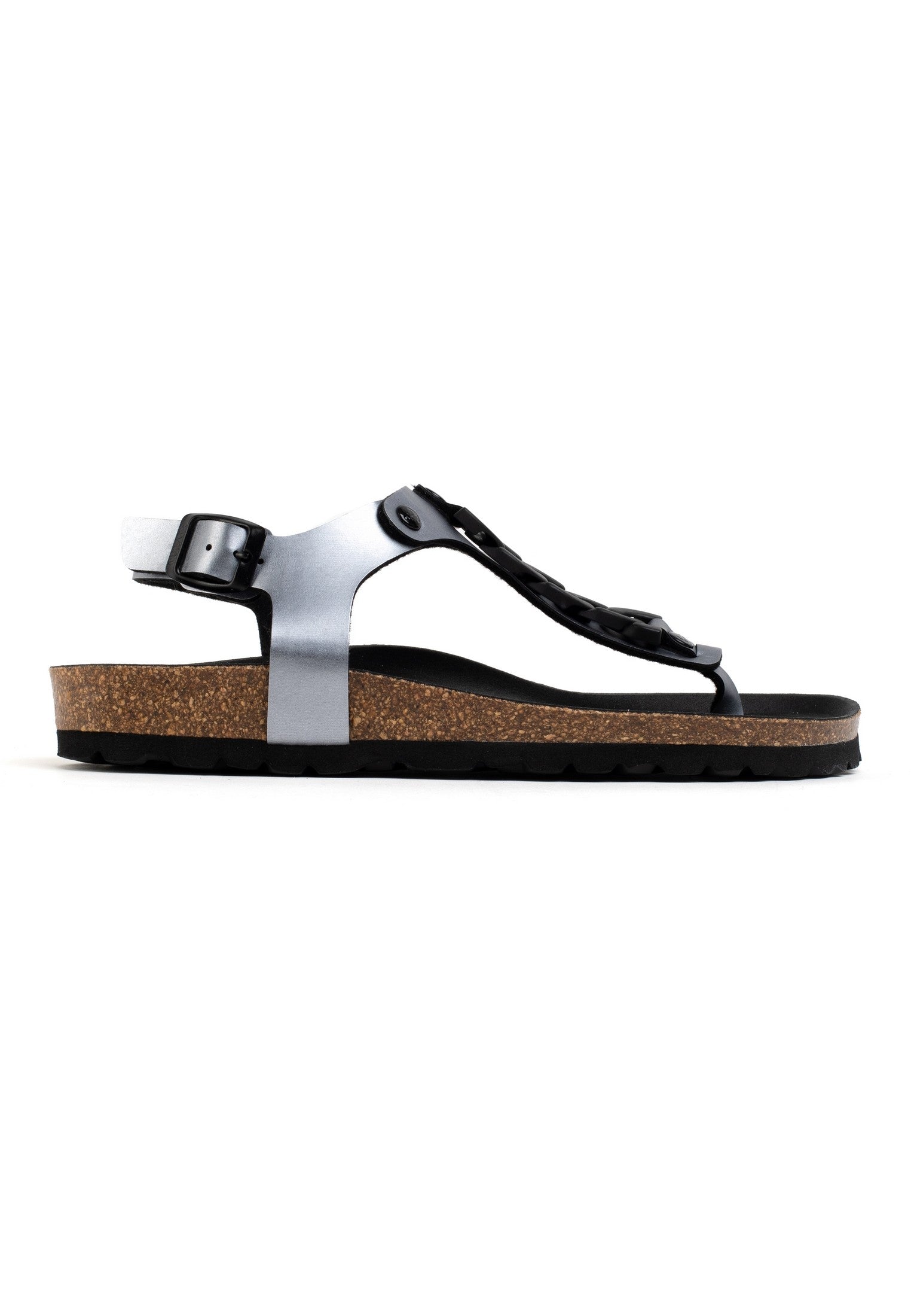 Astrid Pewter Toe-Strap Sandals