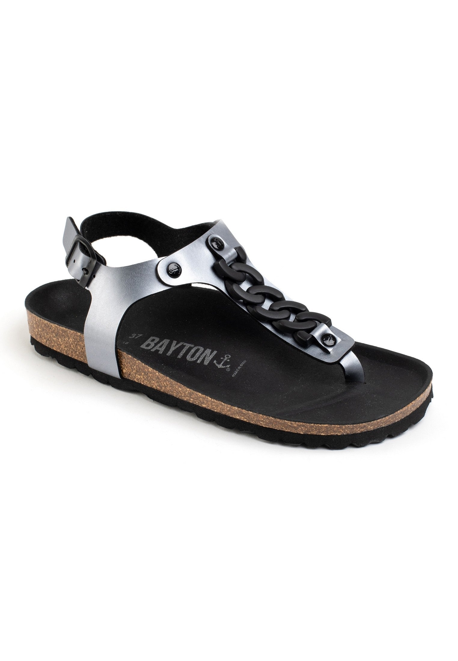 Astrid Pewter Toe-Strap Sandals