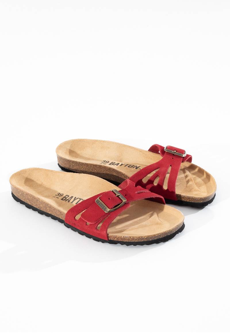 Athena Red Suede Leather 1 Strap Sandals