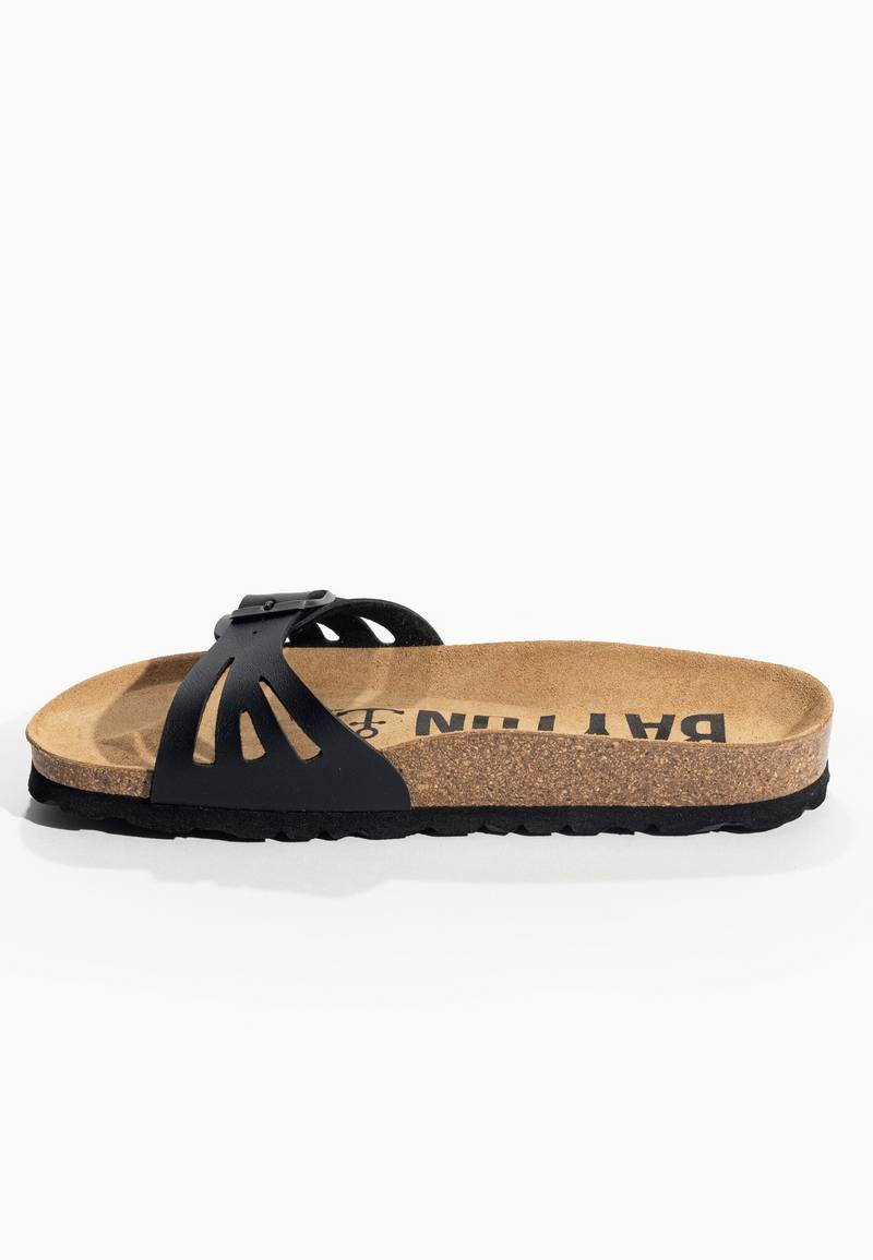 Athena Black 1 Strap Sandals