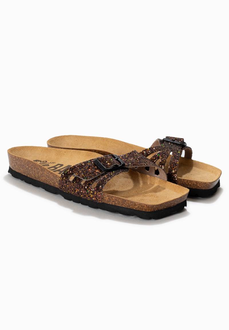 Athena Bronze Glitter 1 Strap Sandals