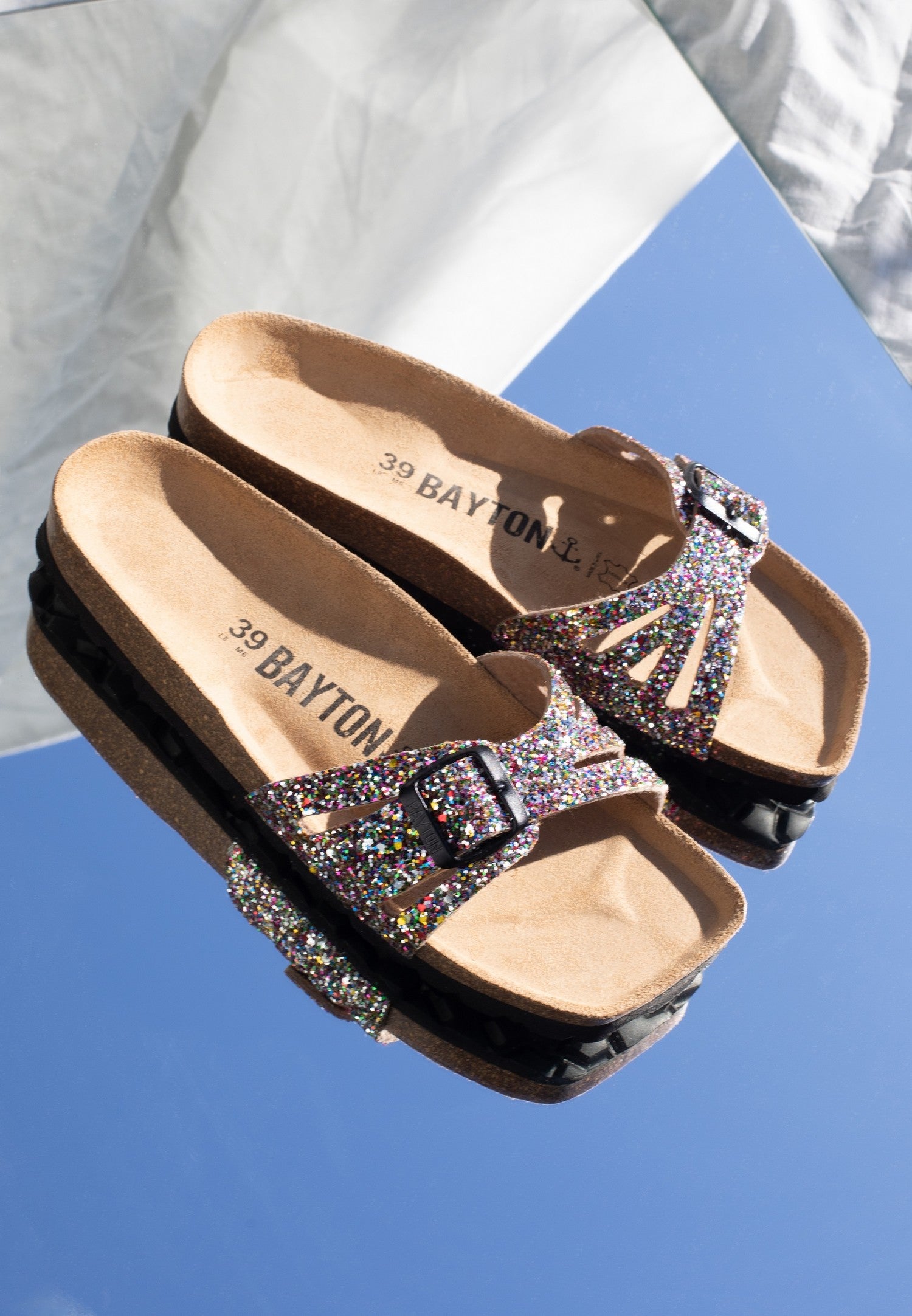 Athena Bronze Glitter 1 Strap Sandals