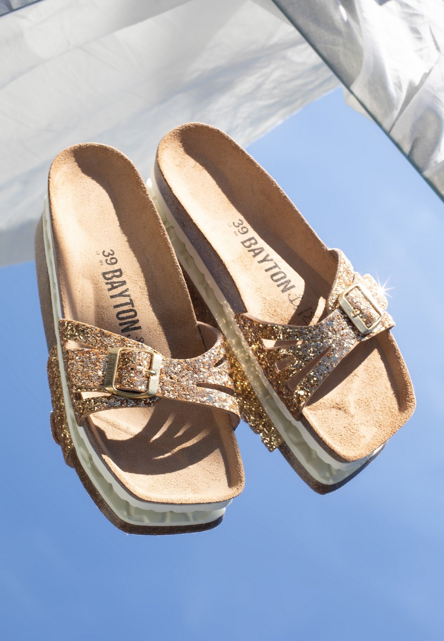 Athena Gold Glitter 1 Strap Sandals