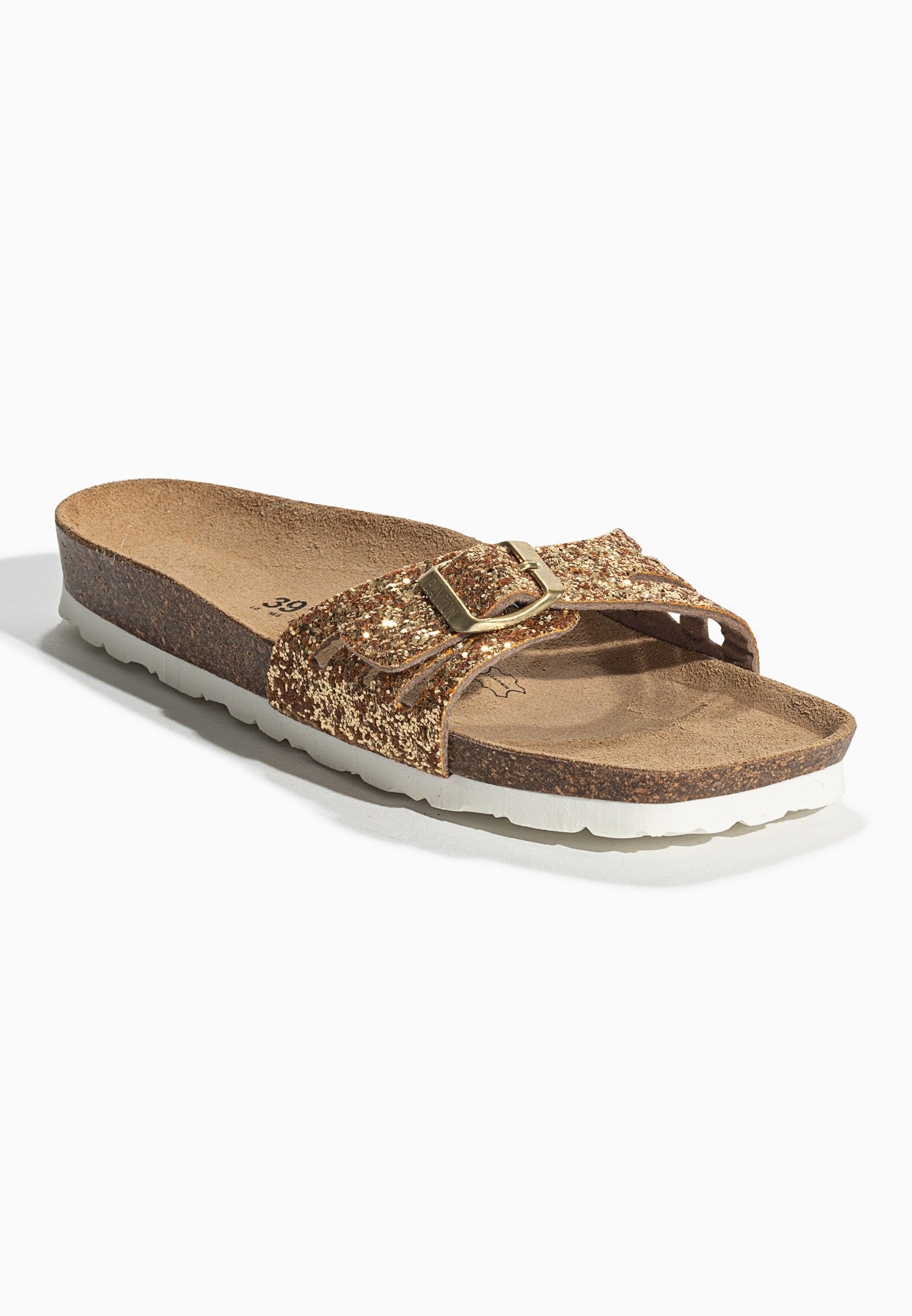 Athena Gold Glitter 1 Strap Sandals