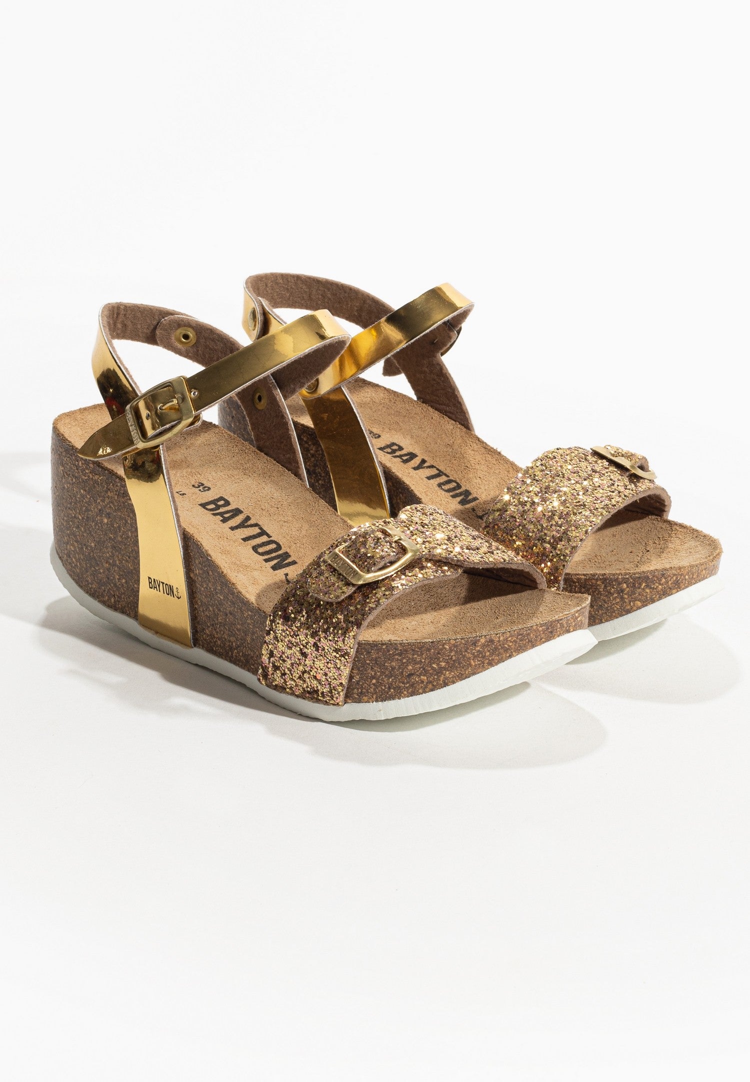 Avon Gold and Sequins Wedge and Semi-Wedge Sandals