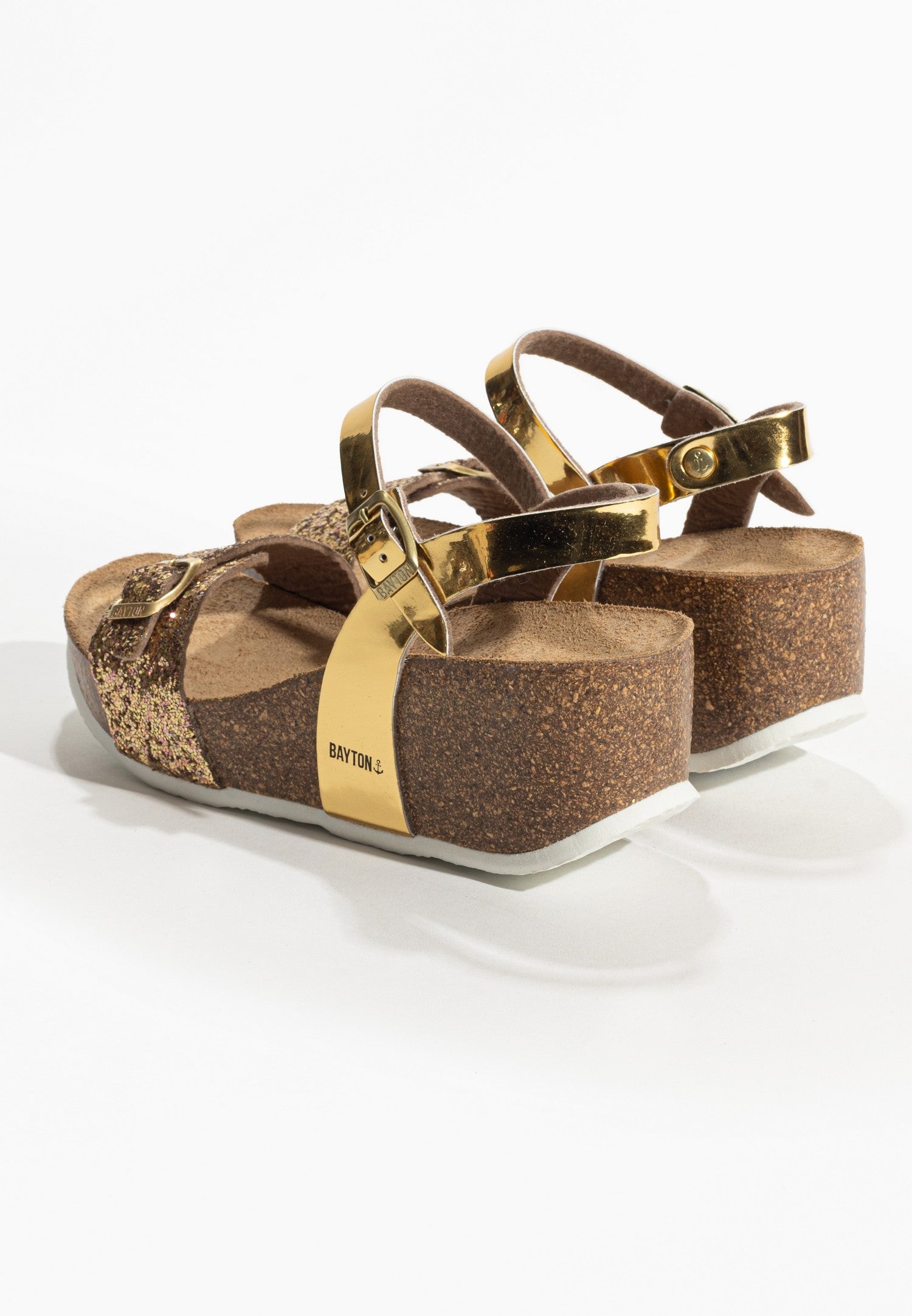 Avon Gold and Sequins Wedge and Semi-Wedge Sandals