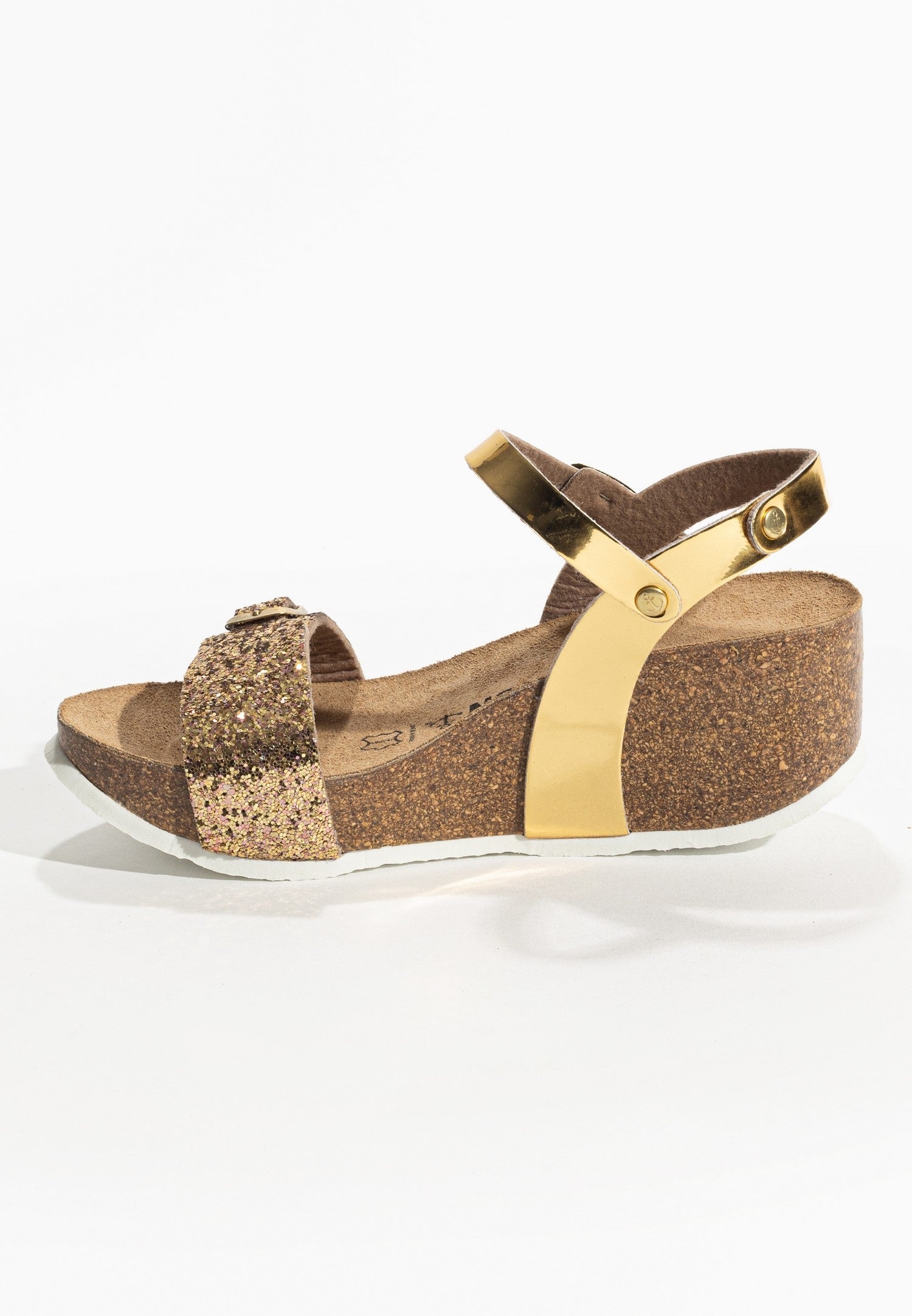 Avon Gold and Sequins Wedge and Semi-Wedge Sandals