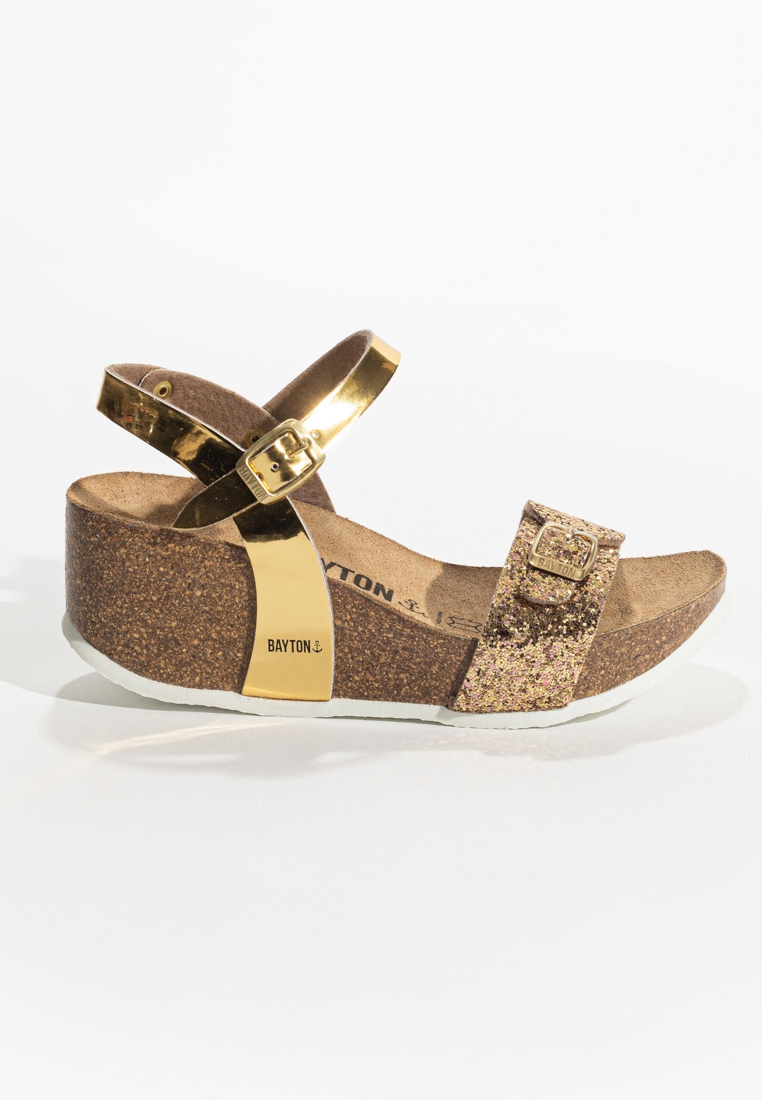 Avon Gold and Sequins Wedge and Semi-Wedge Sandals