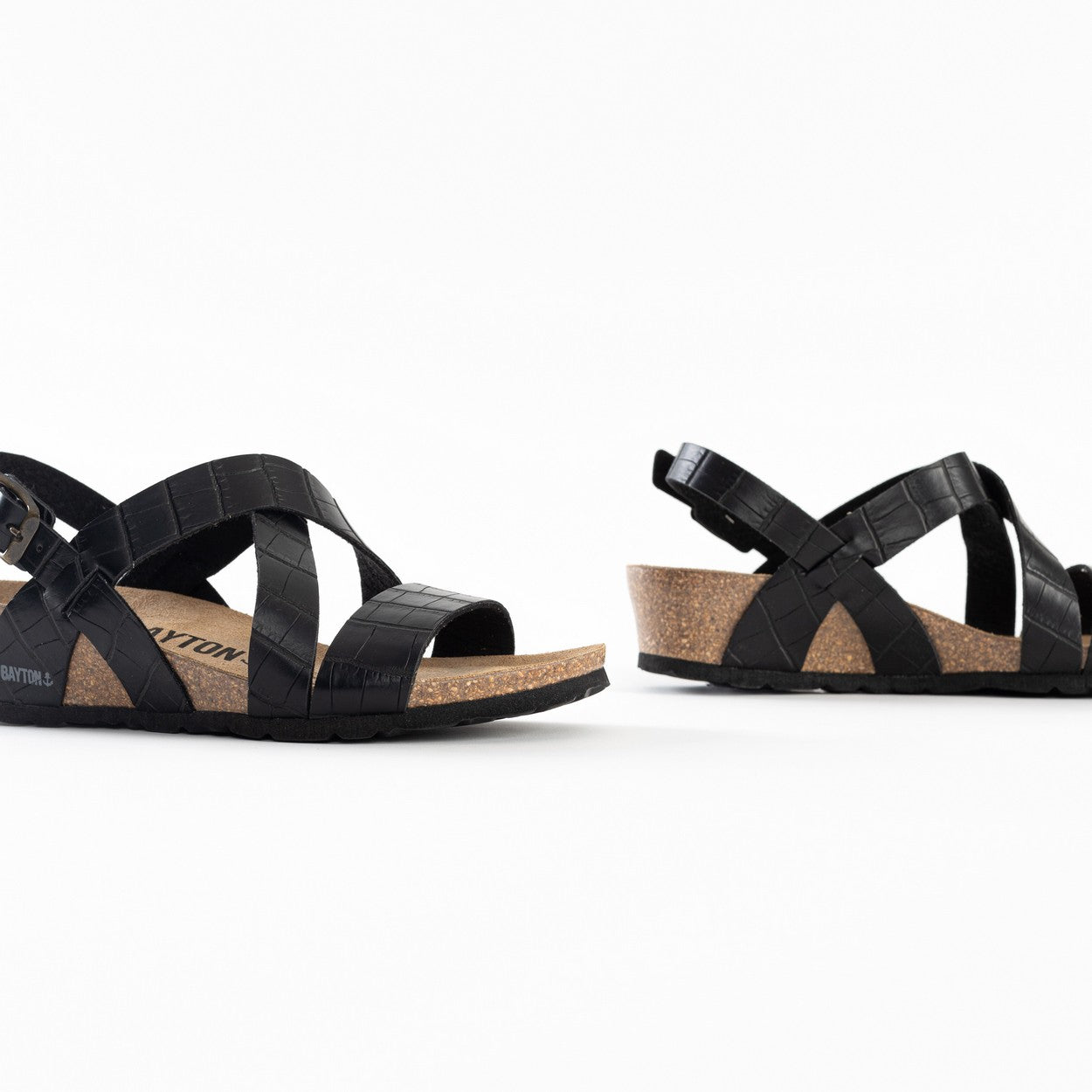 Berga Black Wedge and Semi-Wedge Sandals