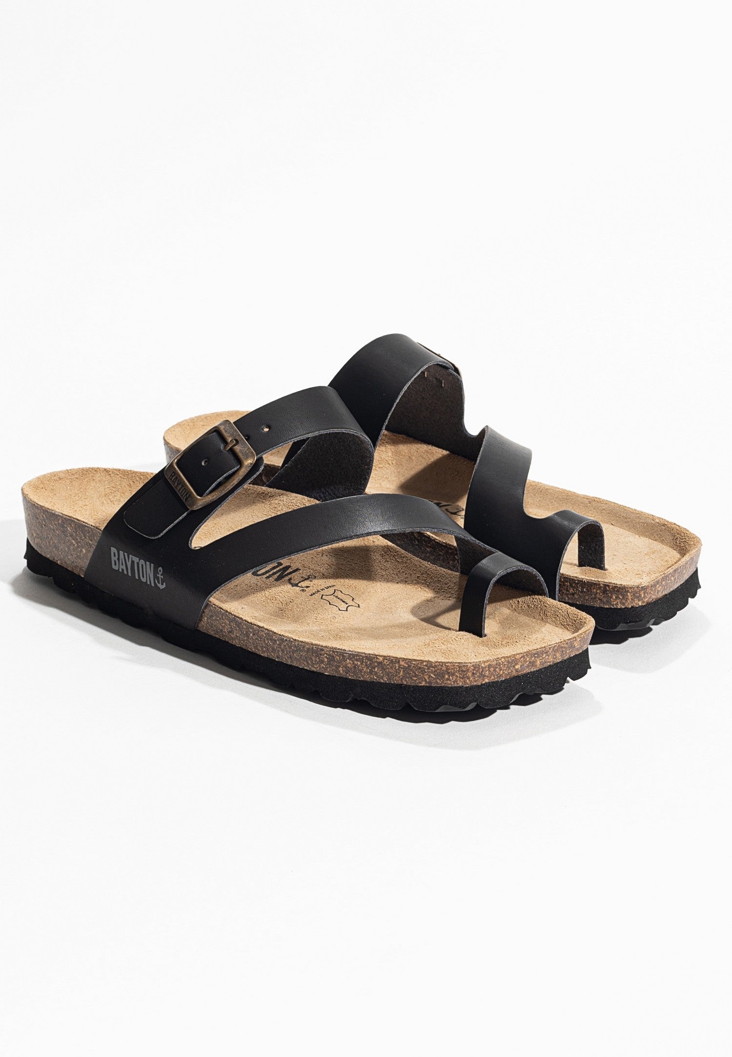 Black Biscaye Toe-Thong Sandals