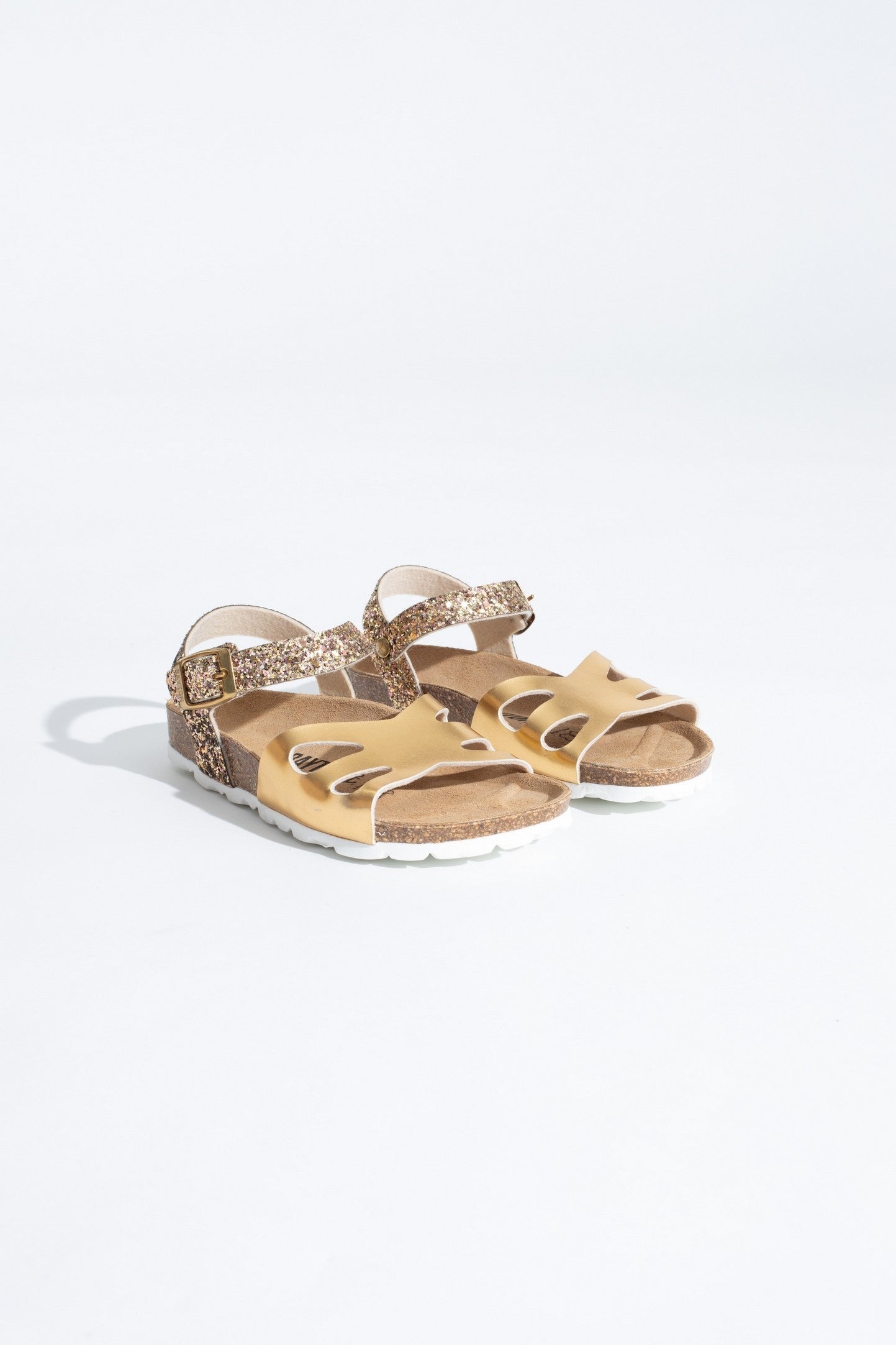 Gold and Glitter Butterfly Multi-Strap Sandals