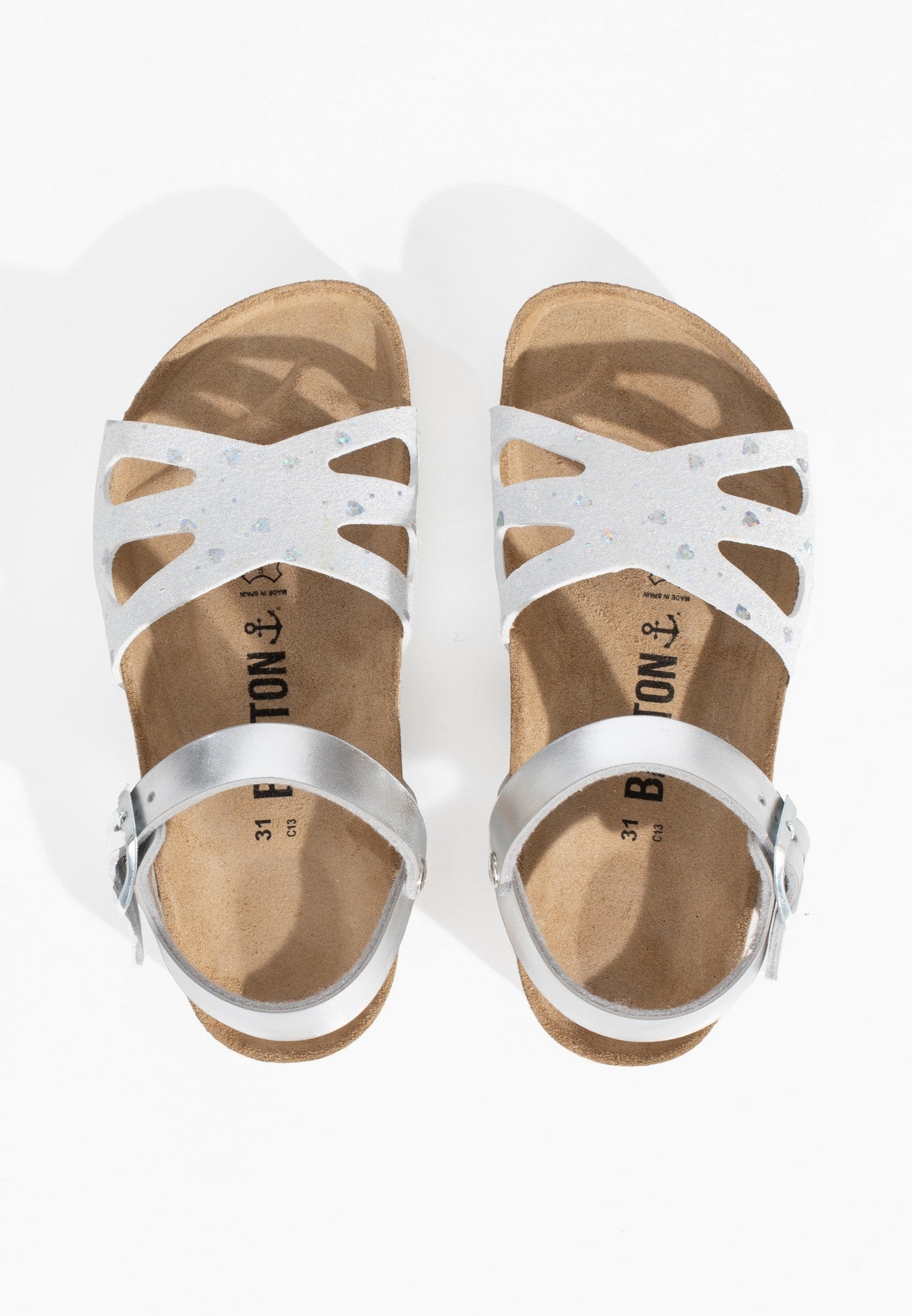 White and Silver Butterfly Multi-Strap Sandals