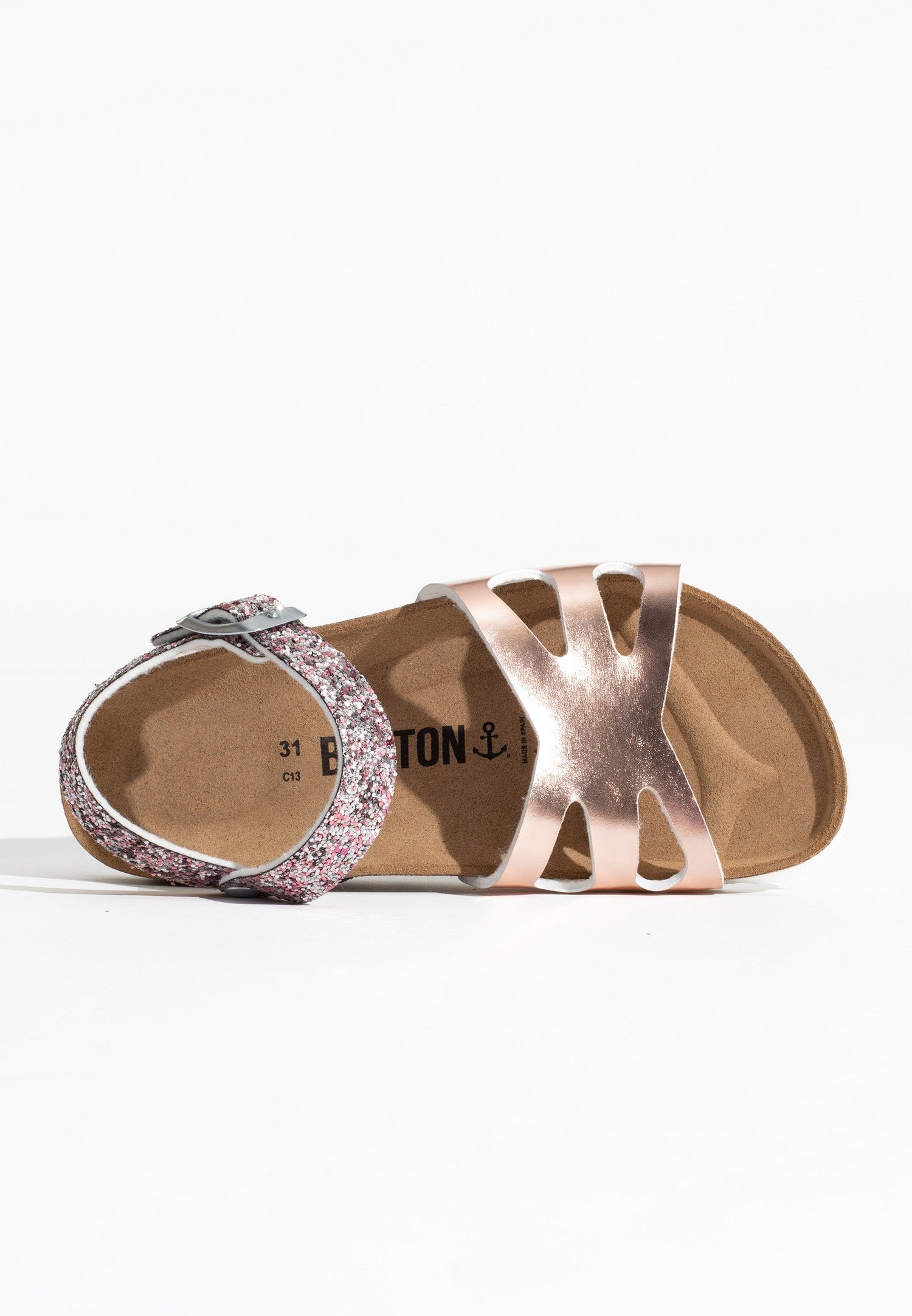 Multi-Strap Butterfly Rose Gold and Glitter Sandals