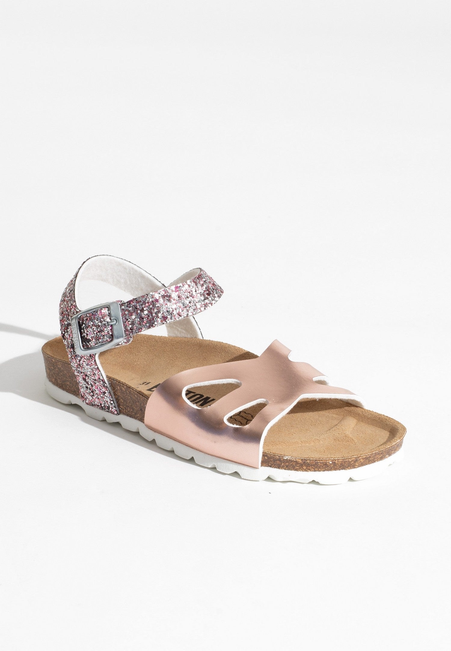 Multi-Strap Butterfly Rose Gold and Glitter Sandals