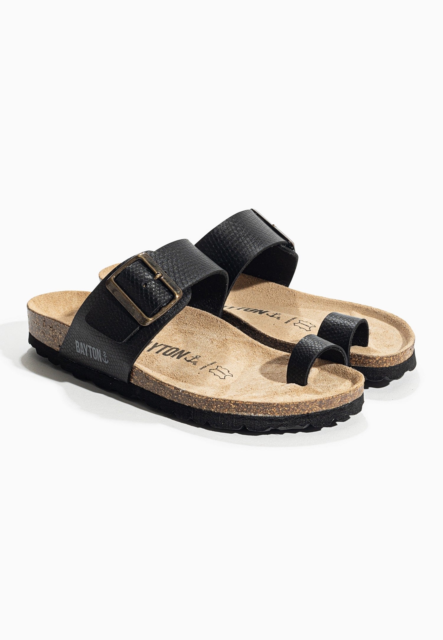 Caliente Black Toe-Thong Sandals