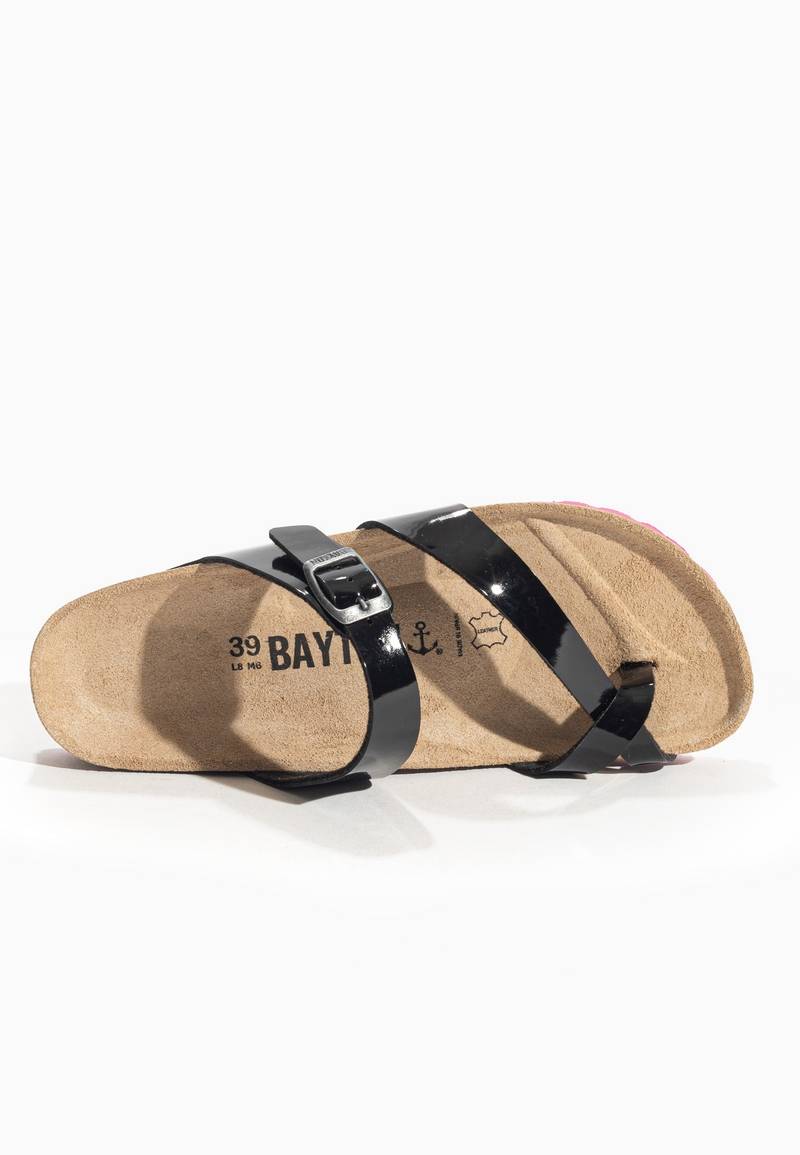 Cintra Black Toe-Strap Sandals