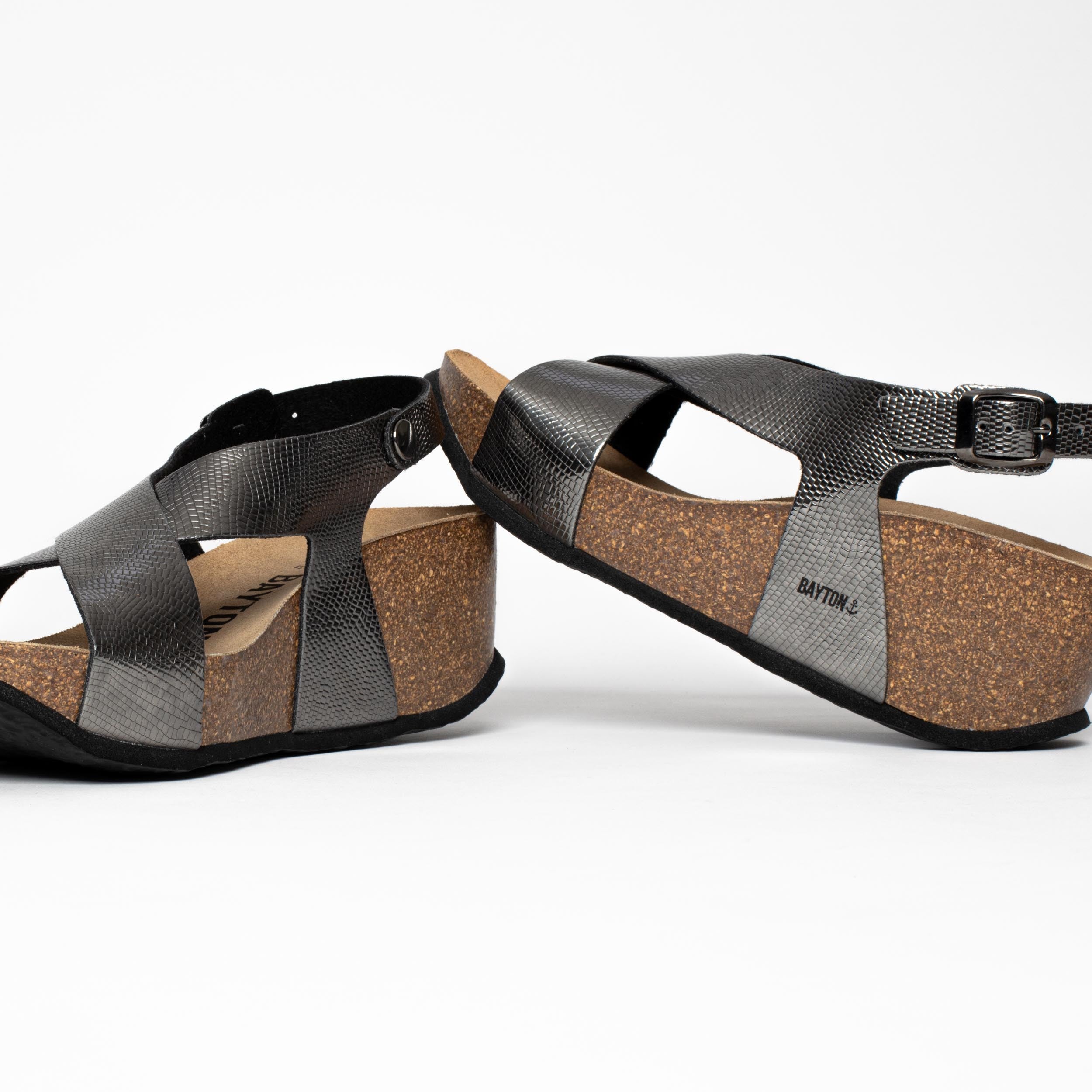 Niza Pewter Wedge and Semi-Wedge Sandals