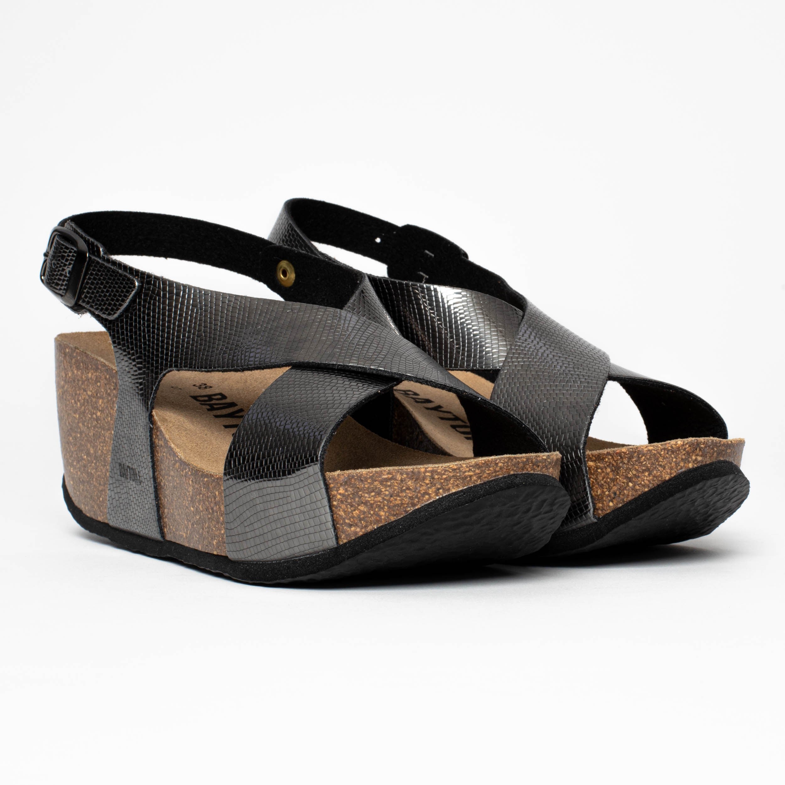 Niza Pewter Wedge and Semi-Wedge Sandals