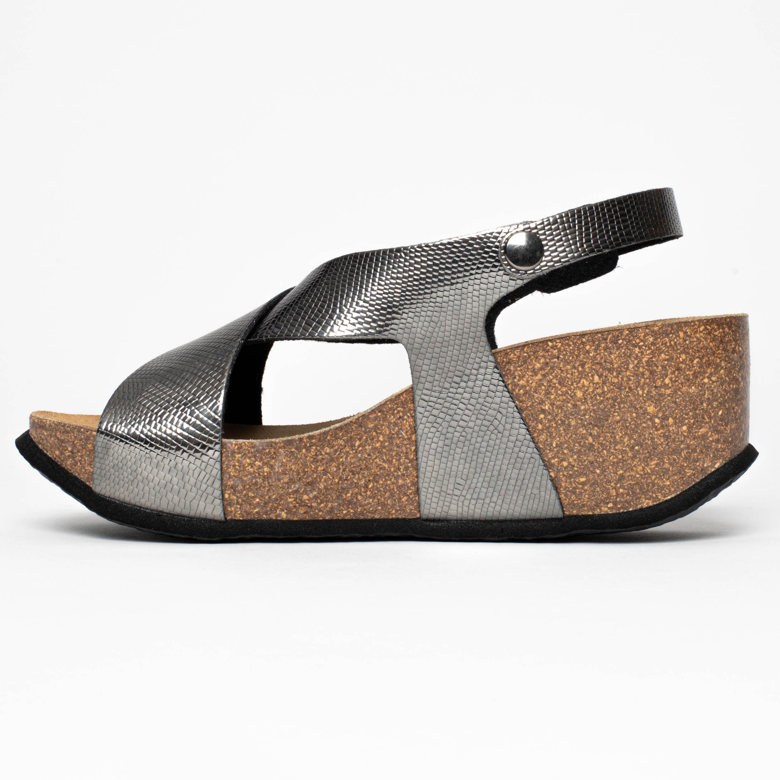 Niza Pewter Wedge and Semi-Wedge Sandals