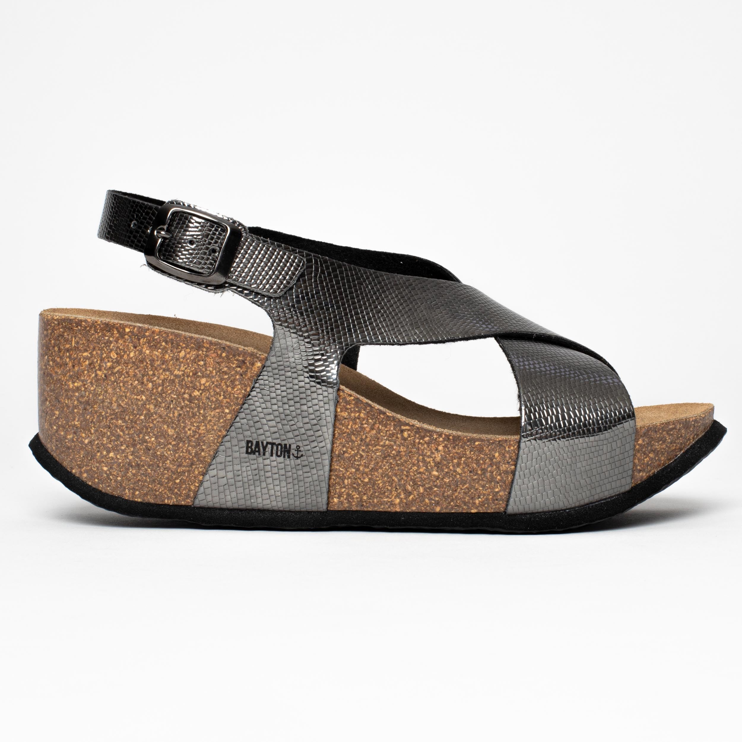 Niza Pewter Wedge and Semi-Wedge Sandals