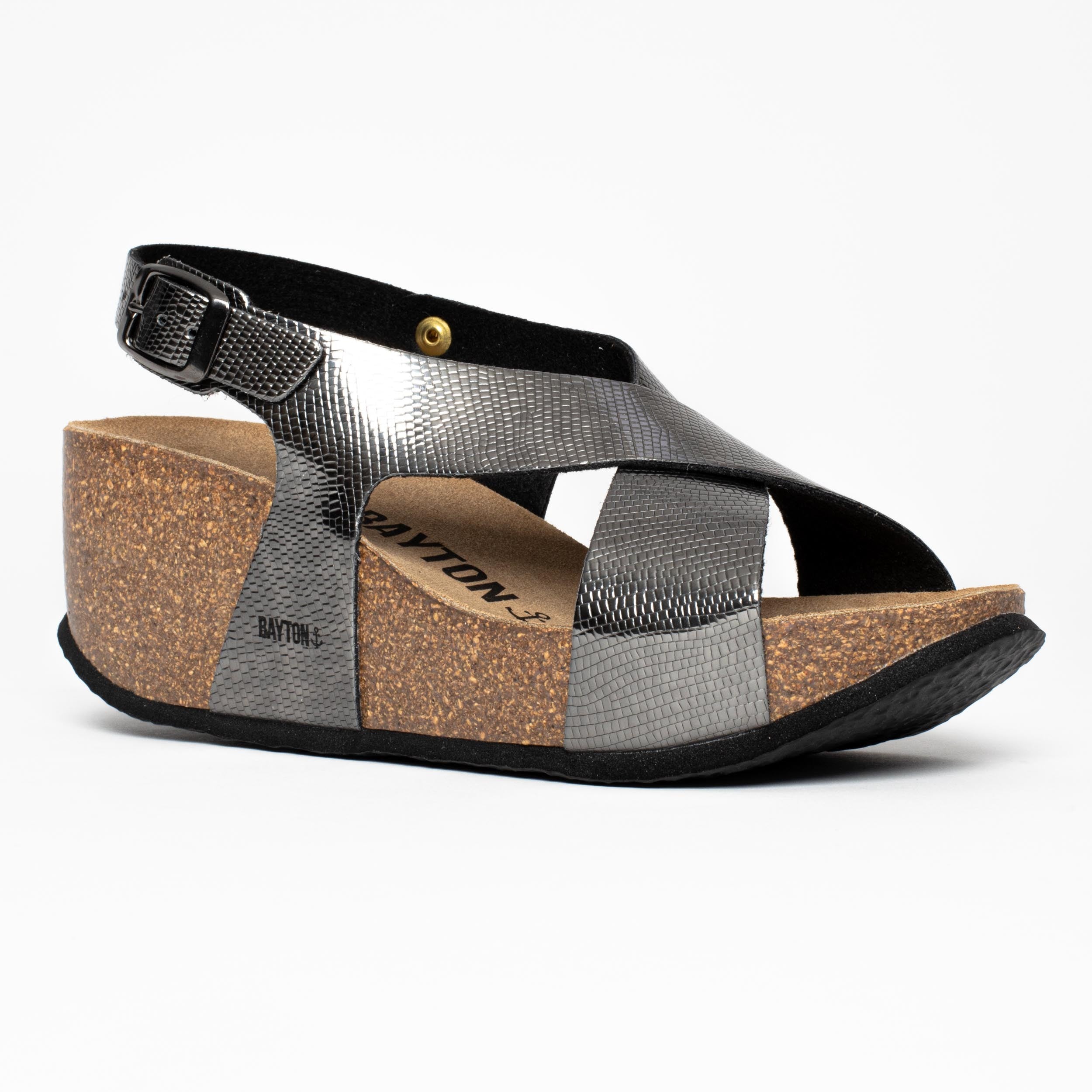 Niza Pewter Wedge and Semi-Wedge Sandals