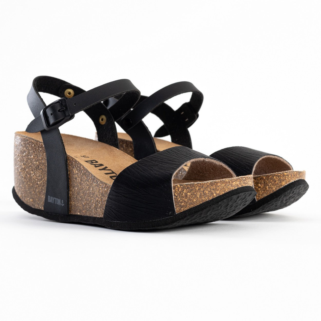 Sandalias Maya Cuña Y Semicuña Negro