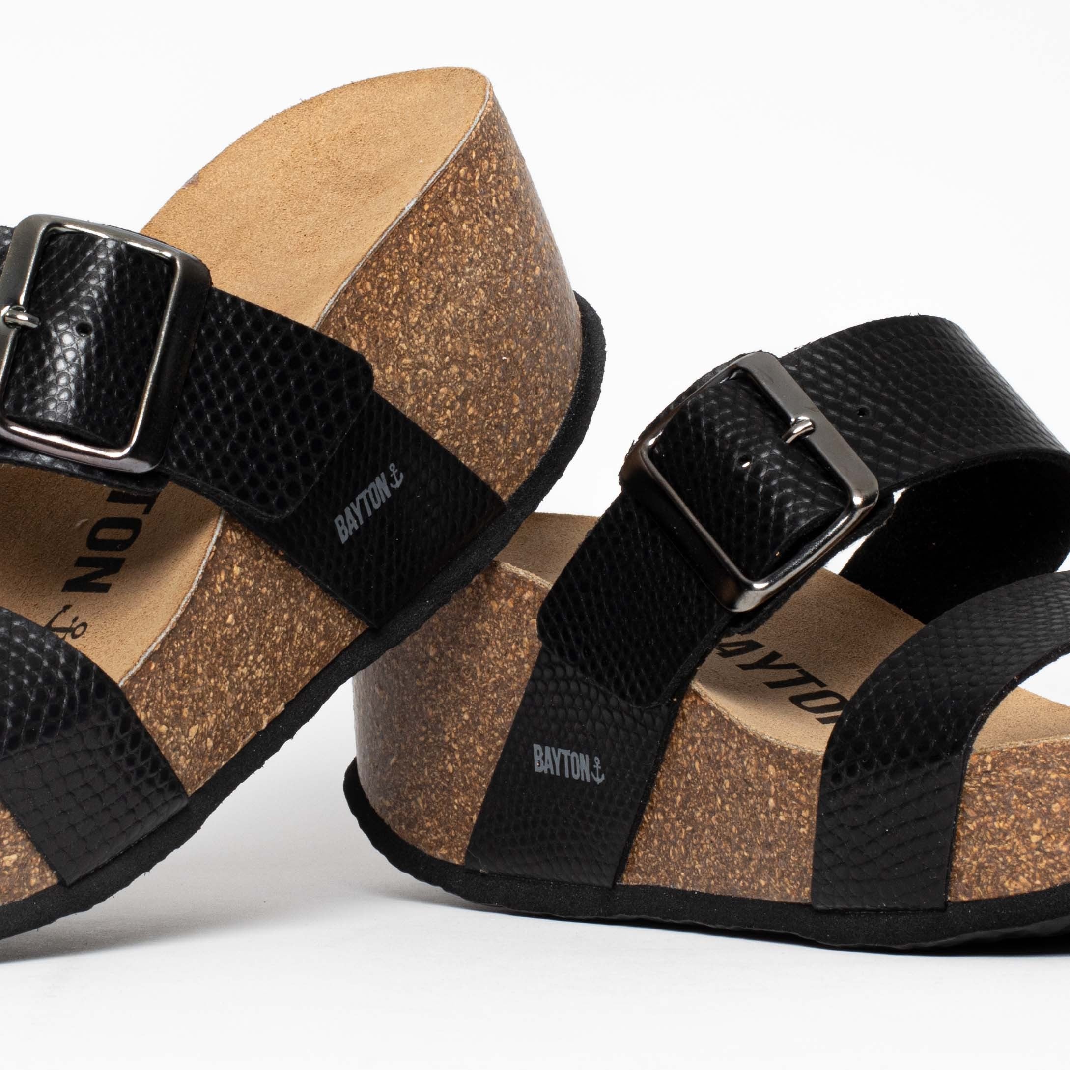 Newcastle Black Wedge and Semi-Wedge Sandals