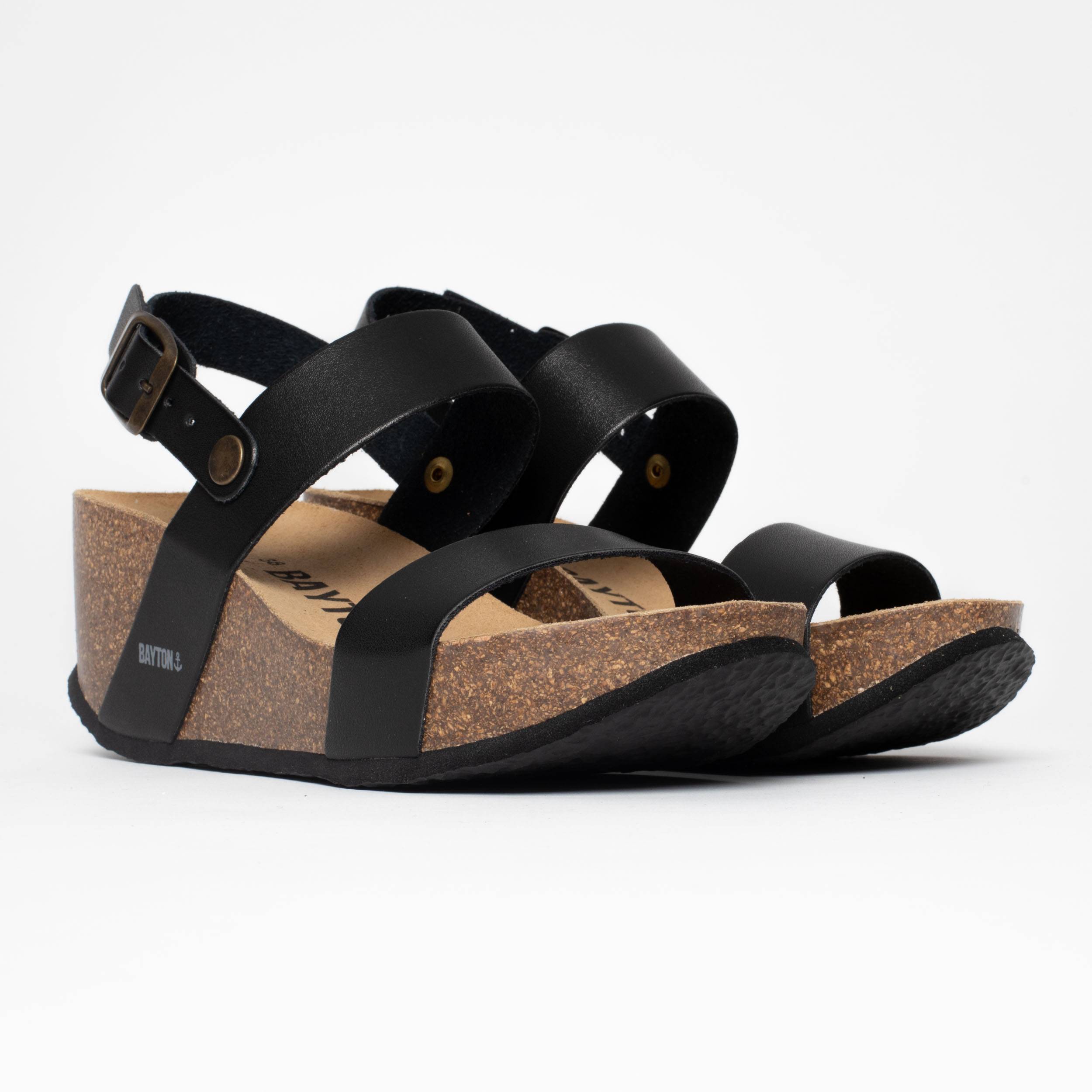 Selene Black Wedge and Semi-Wedge Sandals