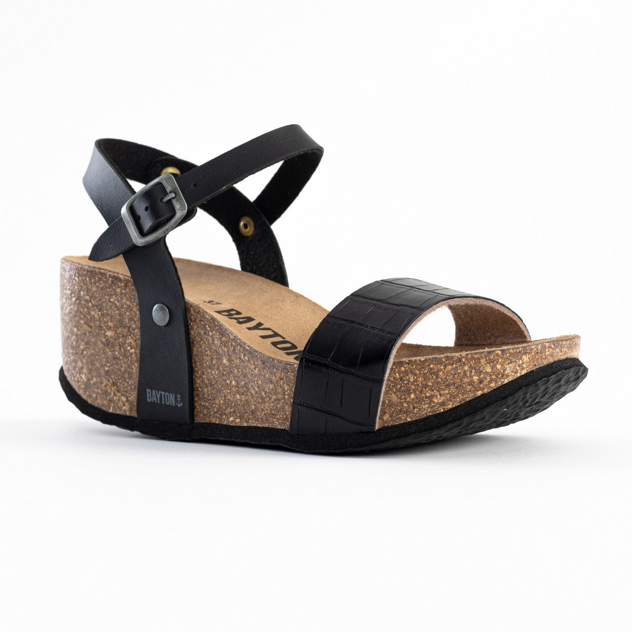 Sandalias Toledo Cuña Y Semicuña Negro