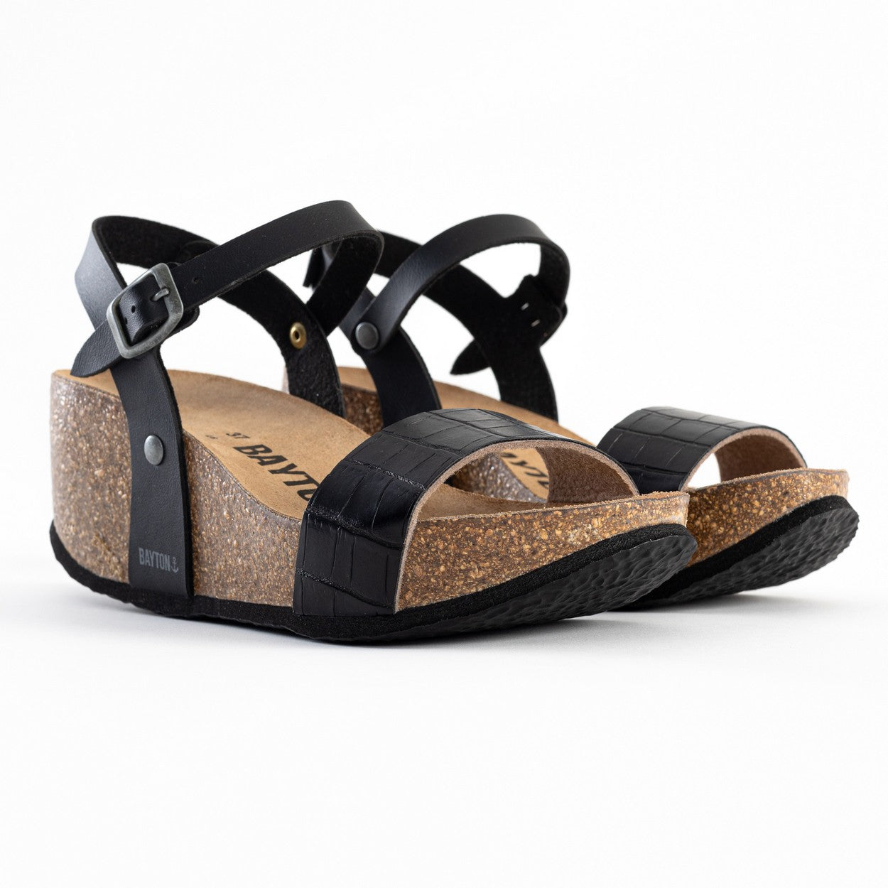 Sandalias Toledo Cuña Y Semicuña Negro