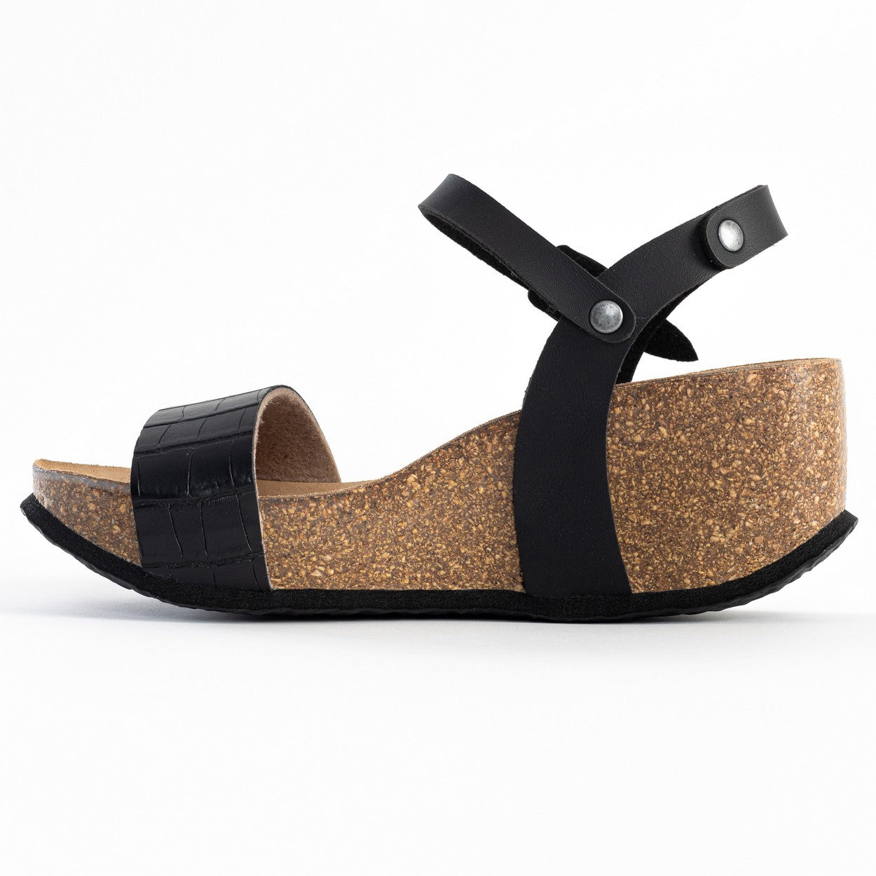 Sandalias Toledo Cuña Y Semicuña Negro