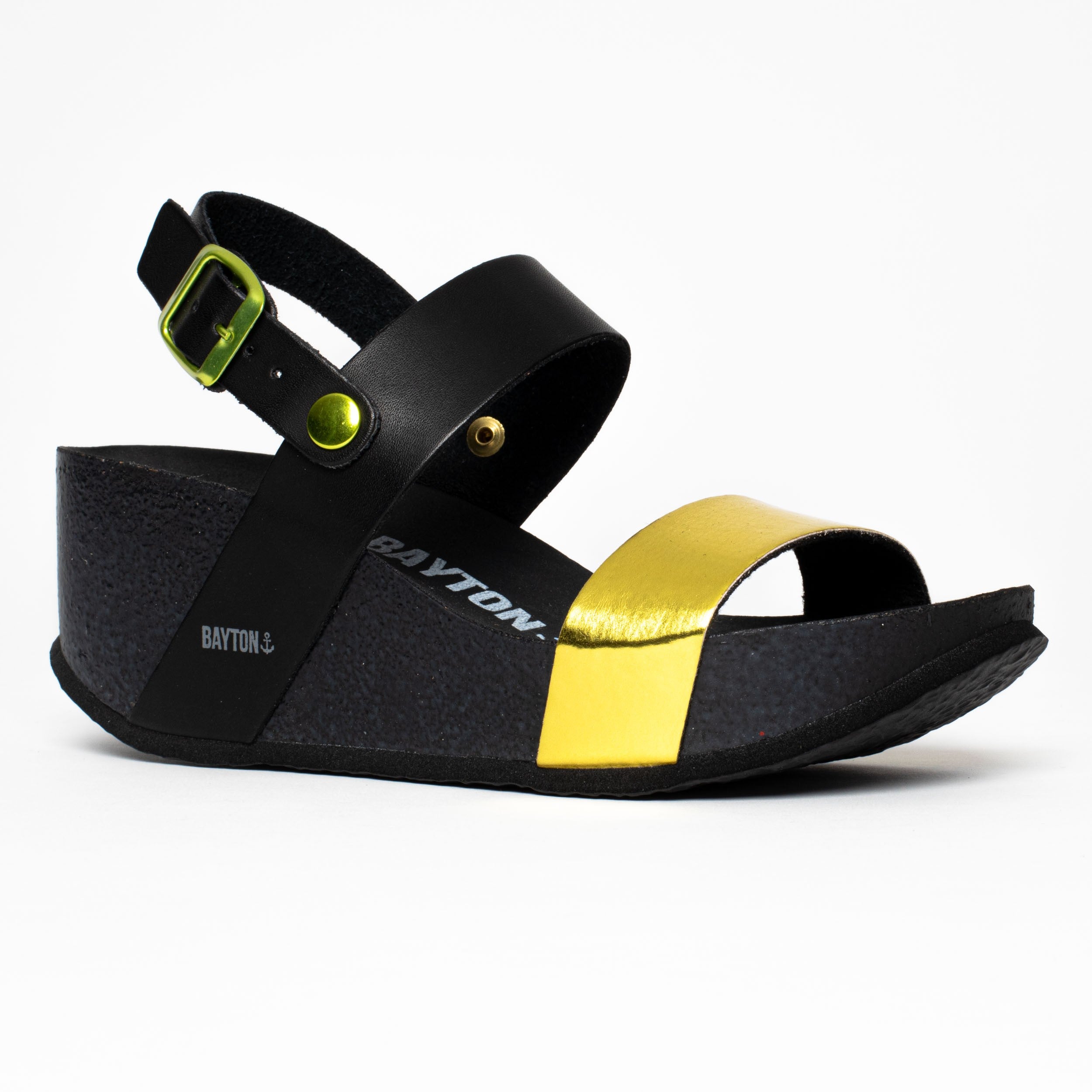 Yellow and Black Selene Wedge and Semi-Wedge Sandals