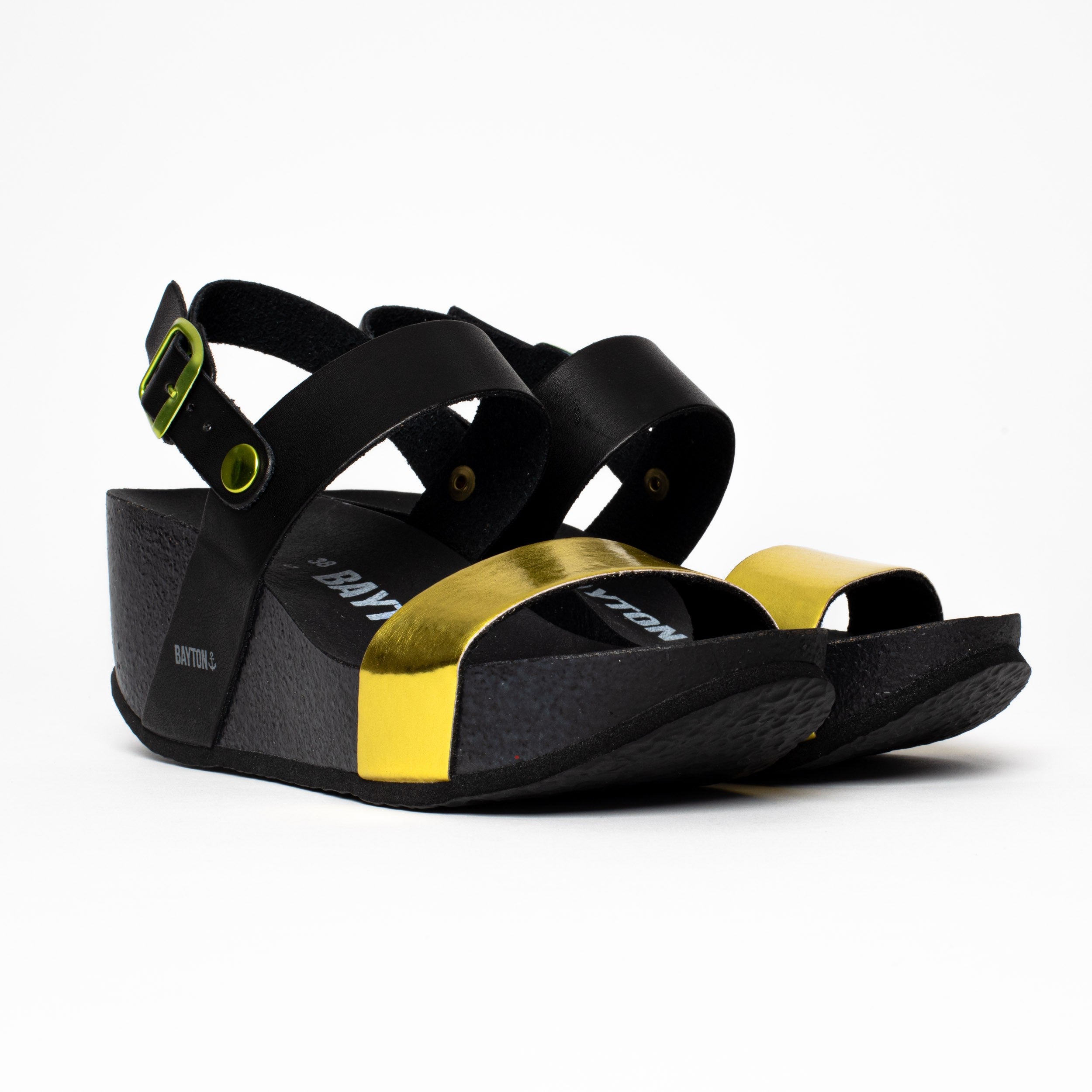 Yellow and Black Selene Wedge and Semi-Wedge Sandals