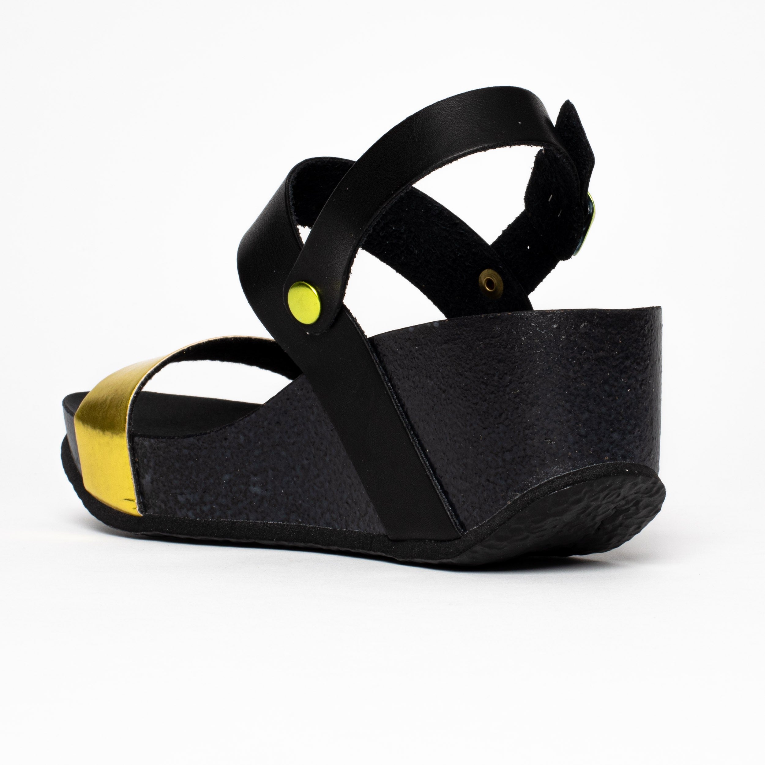 Yellow and Black Selene Wedge and Semi-Wedge Sandals