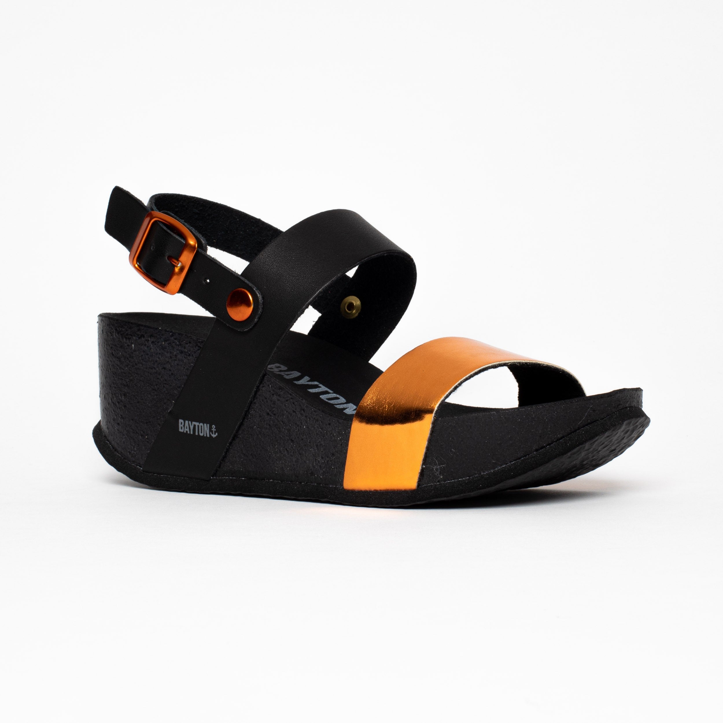 Selene Orange and Black Wedge and Semi-Wedge Sandals