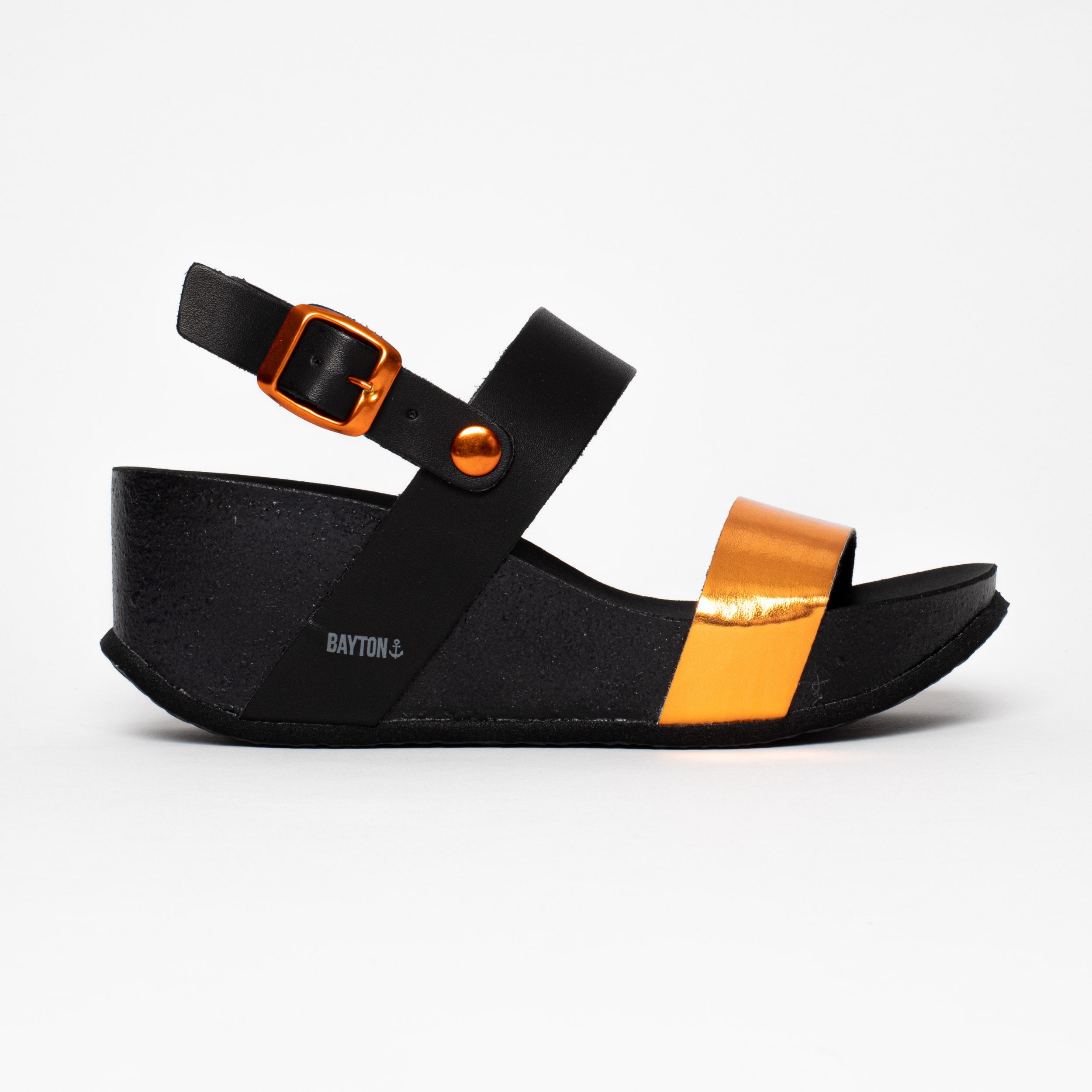 Selene Orange and Black Wedge and Semi-Wedge Sandals